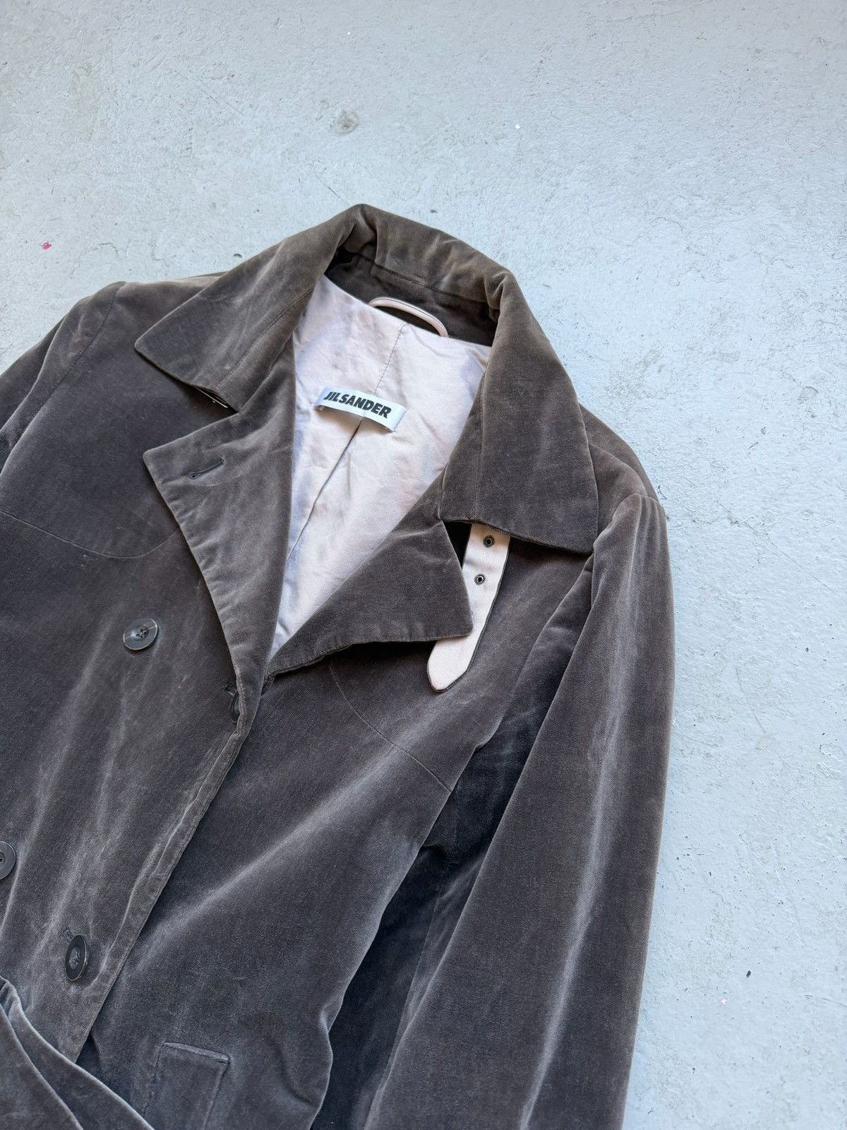 Jil Sander Jil Sander Grey Velvet Trench Coat Size US S / EU 44-46 / 1 - 2 Thumbnail