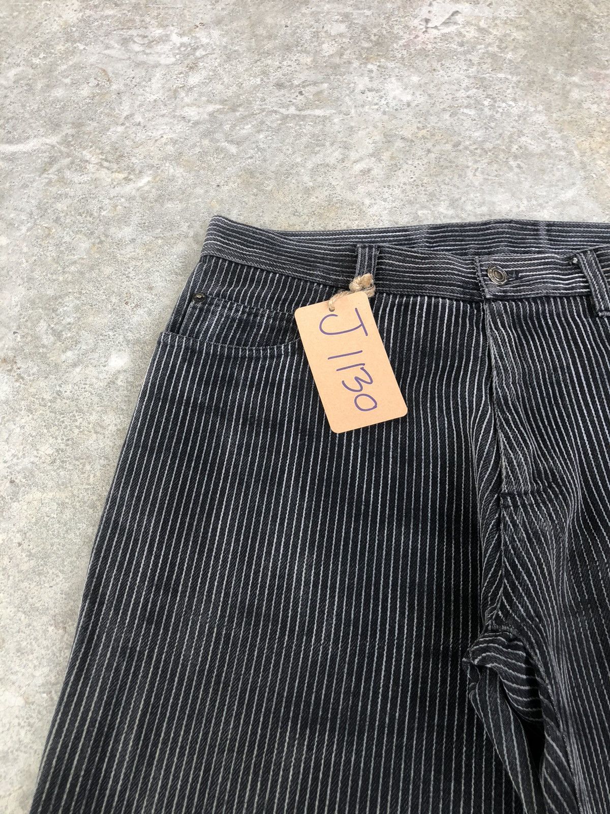 Tornado Mart Japanese Studio Sho Flared Jeans Hickory Stripe Distressed Size US 31 - 14 Thumbnail