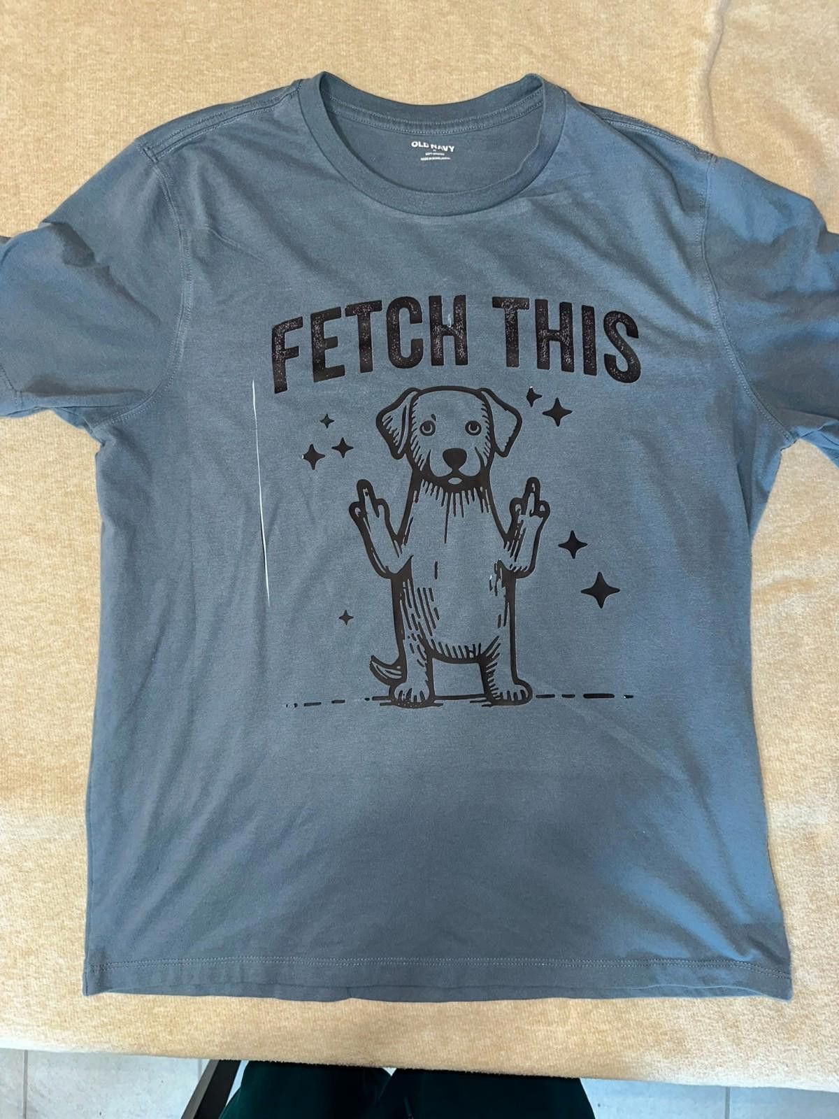 The Unbranded Brand Dog Graphic Tee – “FETCH THIS” Middle Paw Shirt Blue Size M Size M / US 6-8 / IT 42-44 - 1 Thumbnail