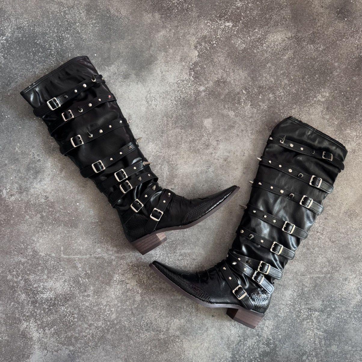If Six Was Nine Opium Punk Rock Glam Leather Tall Boots (Rick Owen’s Vibe) Size US 8 / IT 38 - 4 Thumbnail