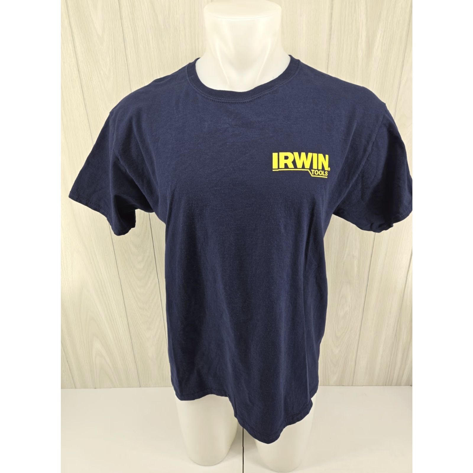 Fruit Of The Loom VINTAGE Irwin Tools T Shirt LARGE Blue National Tradesmen Day Workwear Men Shirt Short Sleeve Cotton Logo 2000s Size US L / EU 52-54 / 3 - 3 Thumbnail