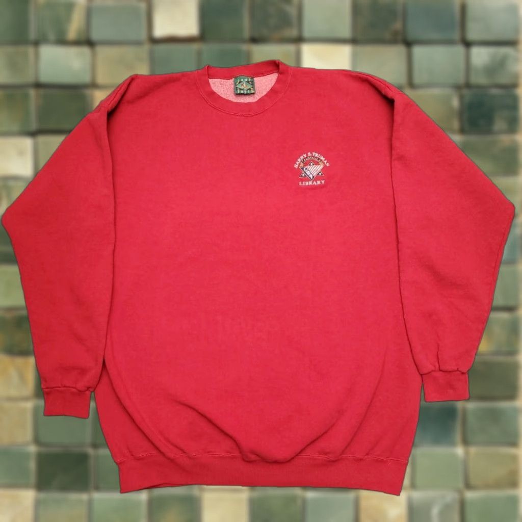 Vintage VTG Camp David Sweatshirt XL Truman Library Oversize Crewneck Y2K 90s Pullover Mens Red Cotton Blend Fleece Solid Crew Neck Vintage Size US XL / EU 56 / 4 - 1 Thumbnail