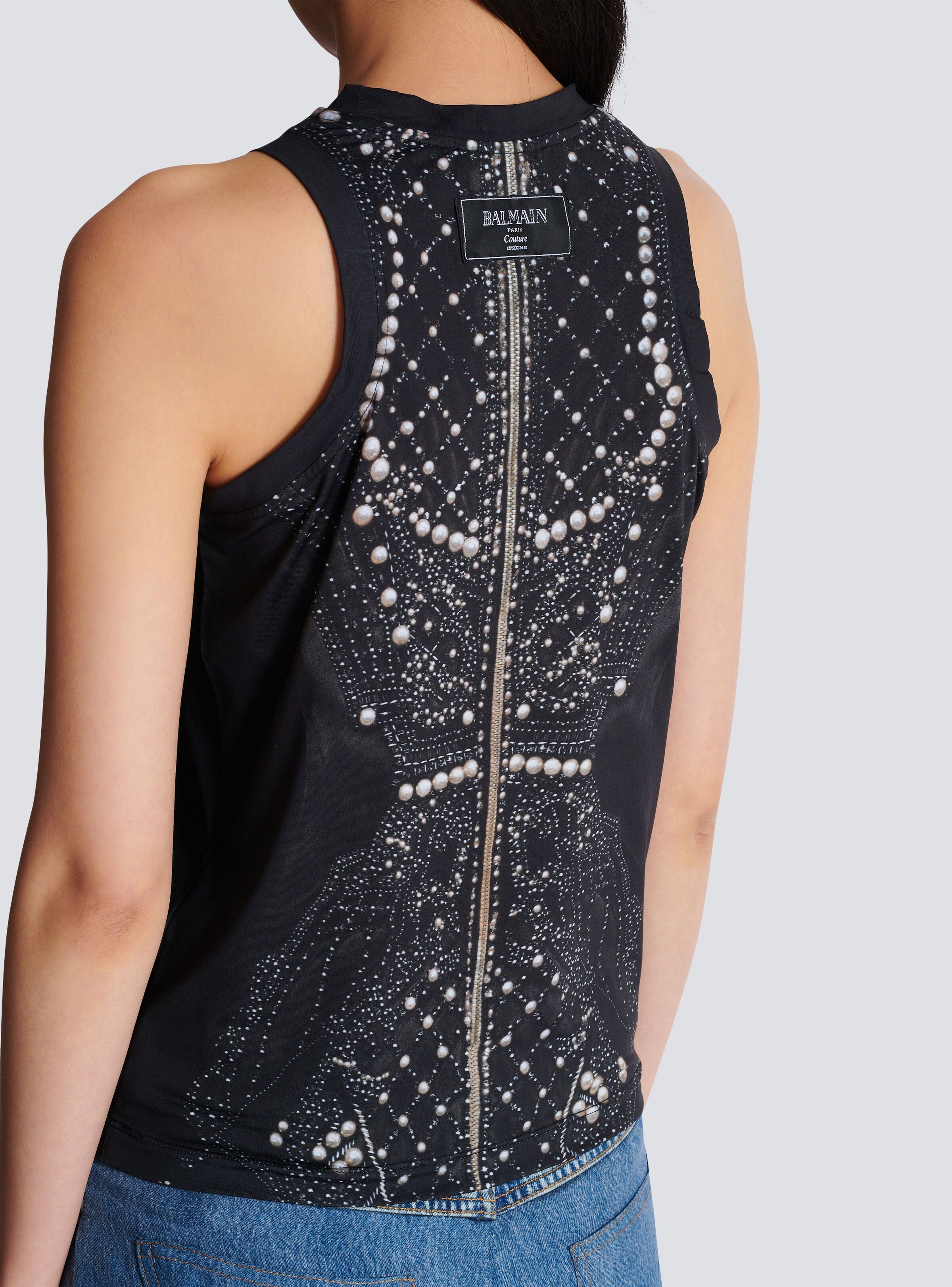 Balmain o1s1wg111225 Satin Jersey Tank Top in Black Size XL / US 12-14 / IT 48-50 - 3 Thumbnail