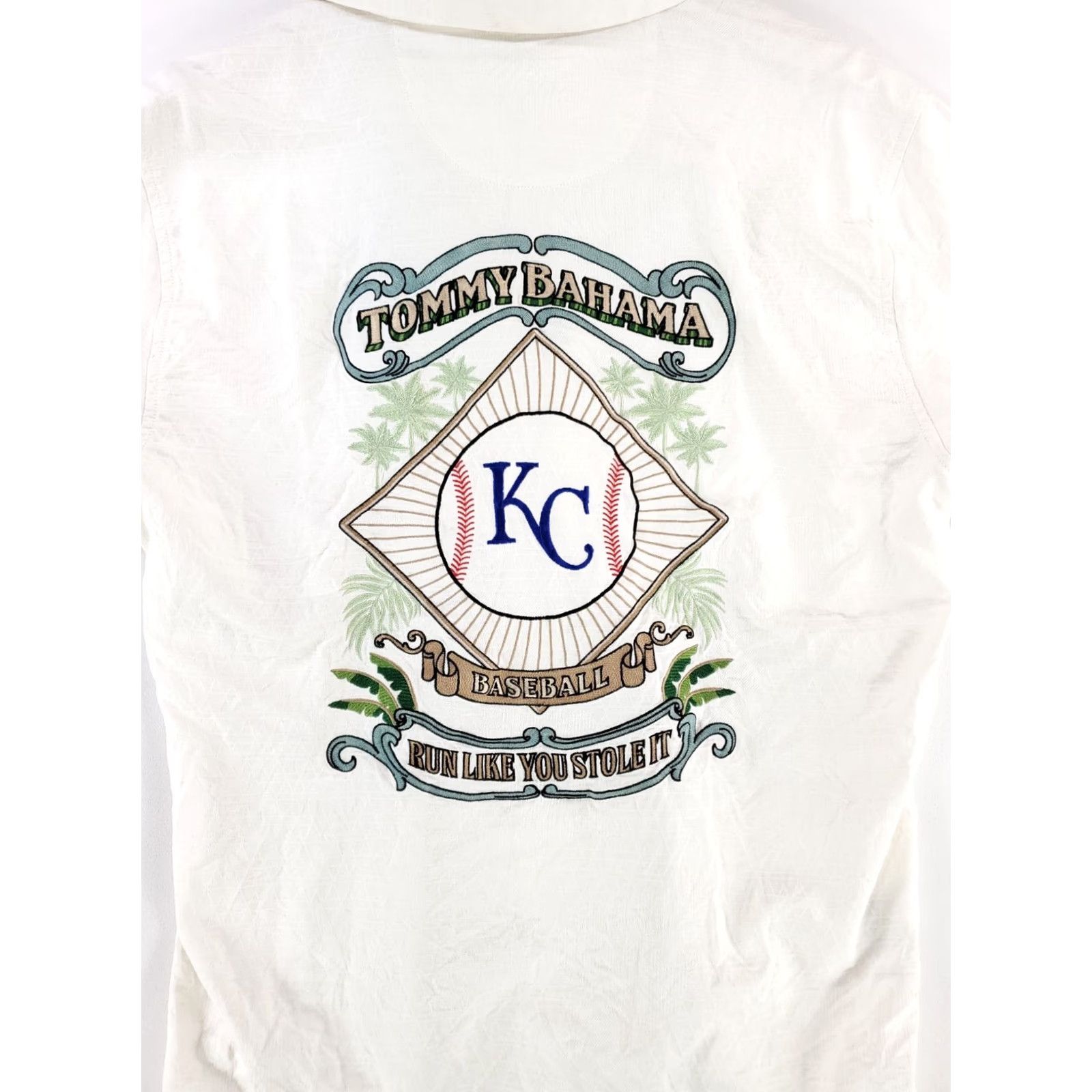 Tommy Bahama Tommy Bahama Hawaiian Shirt MLB Embroidered Silk White Men M Kansas City Royals Printed/Embroidered Size US M / EU 48-50 / 2 - 6 Thumbnail