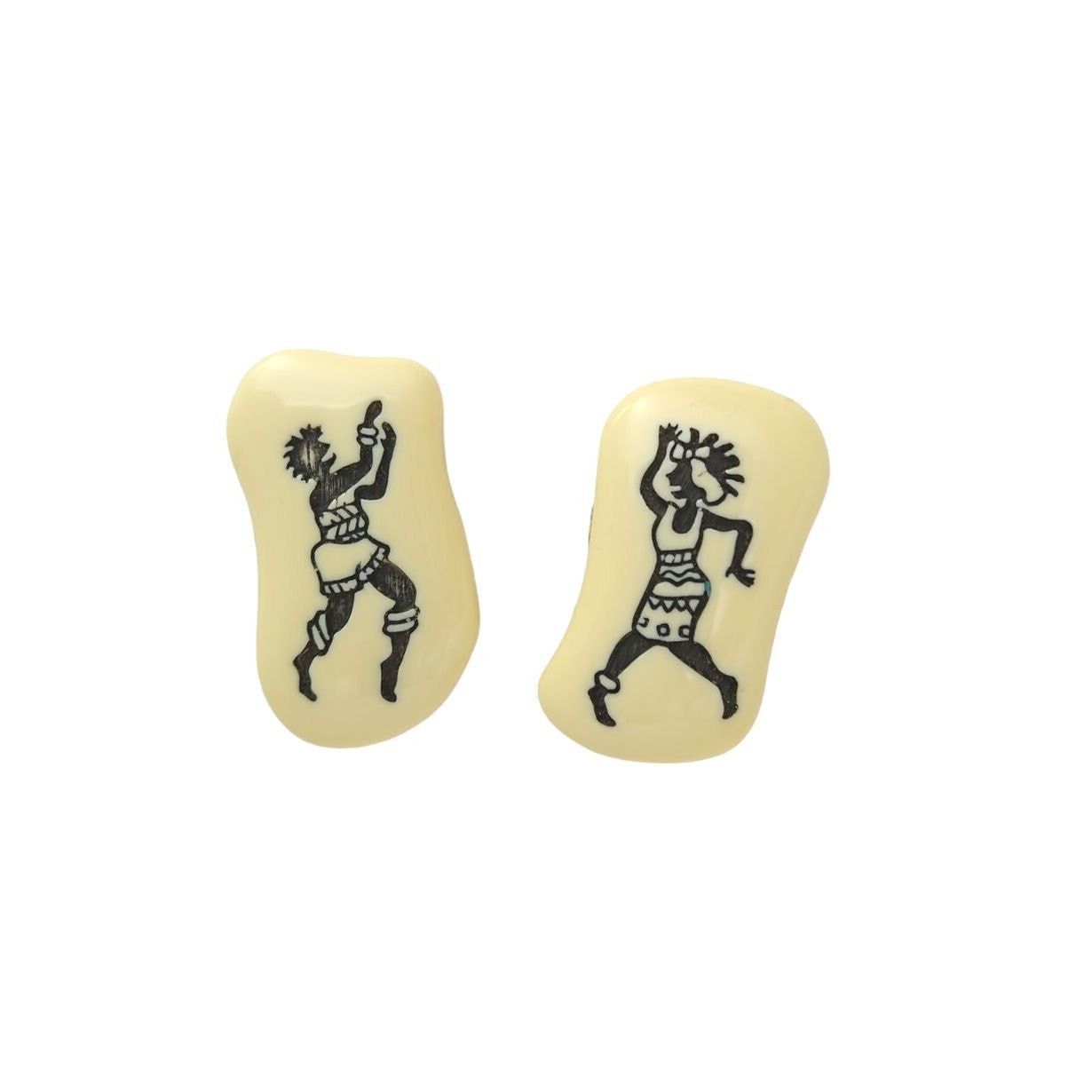 The Unbranded Brand Rare Antique African Tribal Earrings Beige Bakelite Clip On Size ONE SIZE - 1 Thumbnail