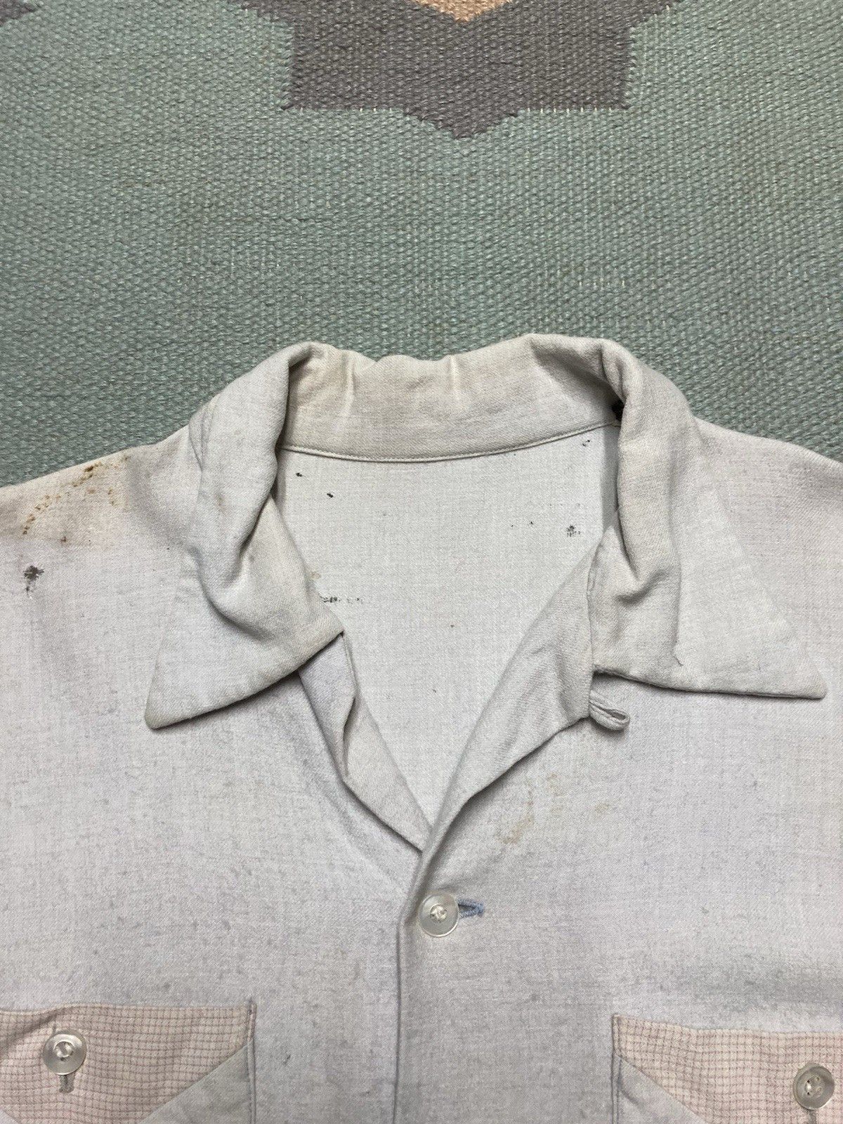 Vintage 1950s loop collar shirt wool rayon distressed rockabilly L Size US L / EU 52-54 / 3 - 12 Thumbnail