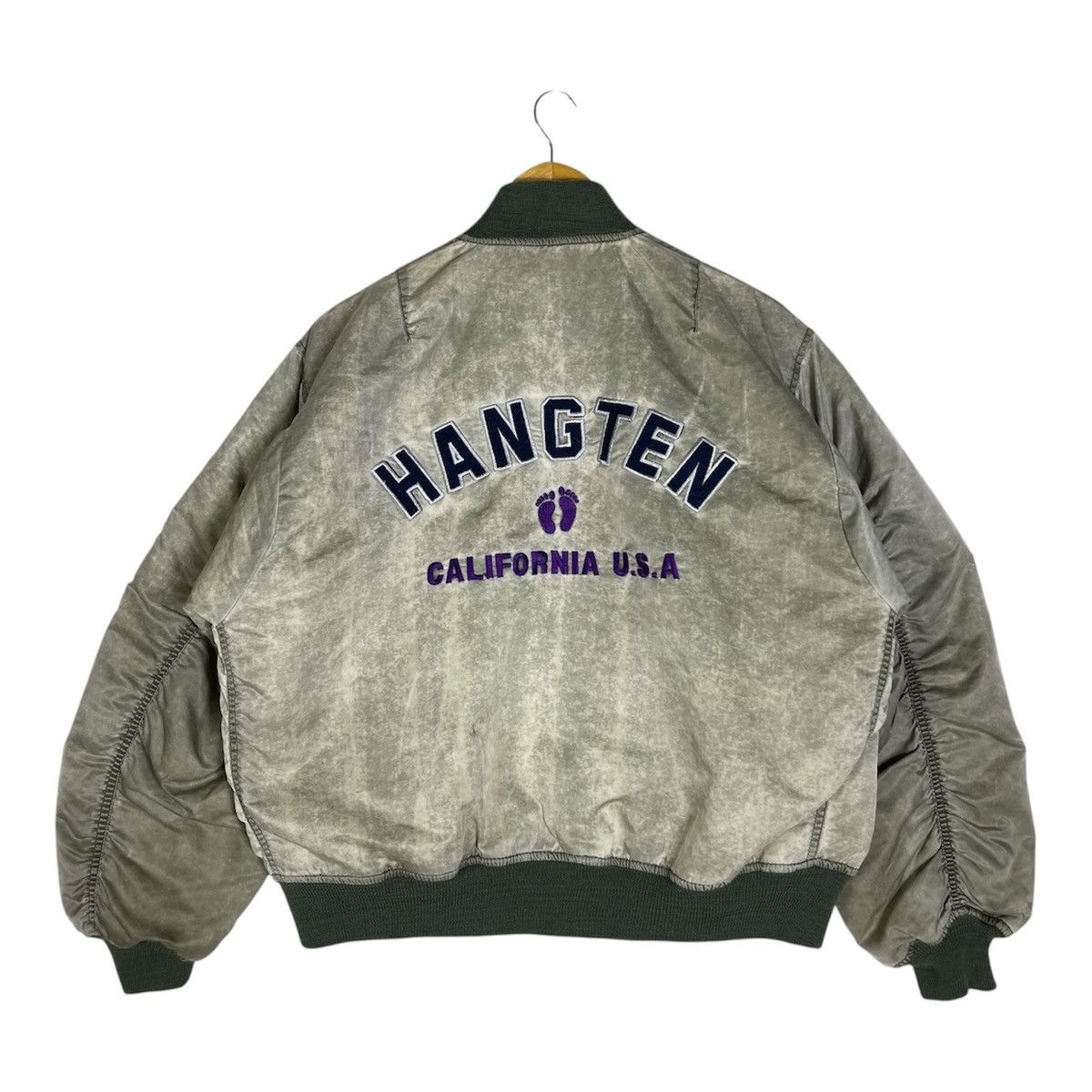 Vintage Vintage 90s Hang Ten California USA Acid Wash Bomber Jacket Size US L / EU 52-54 / 3 - 2 Thumbnail