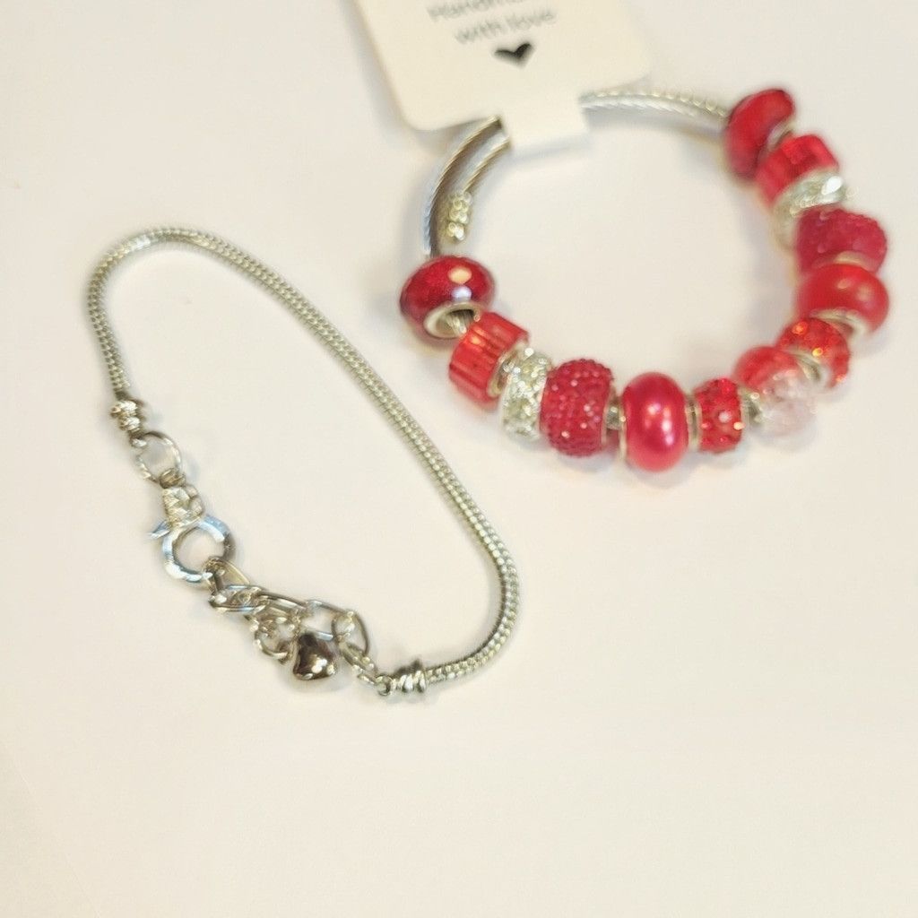 Handmade European Style Large Beaded Adjustable Snake Coil Bracelet Size ONE SIZE - 2 Thumbnail