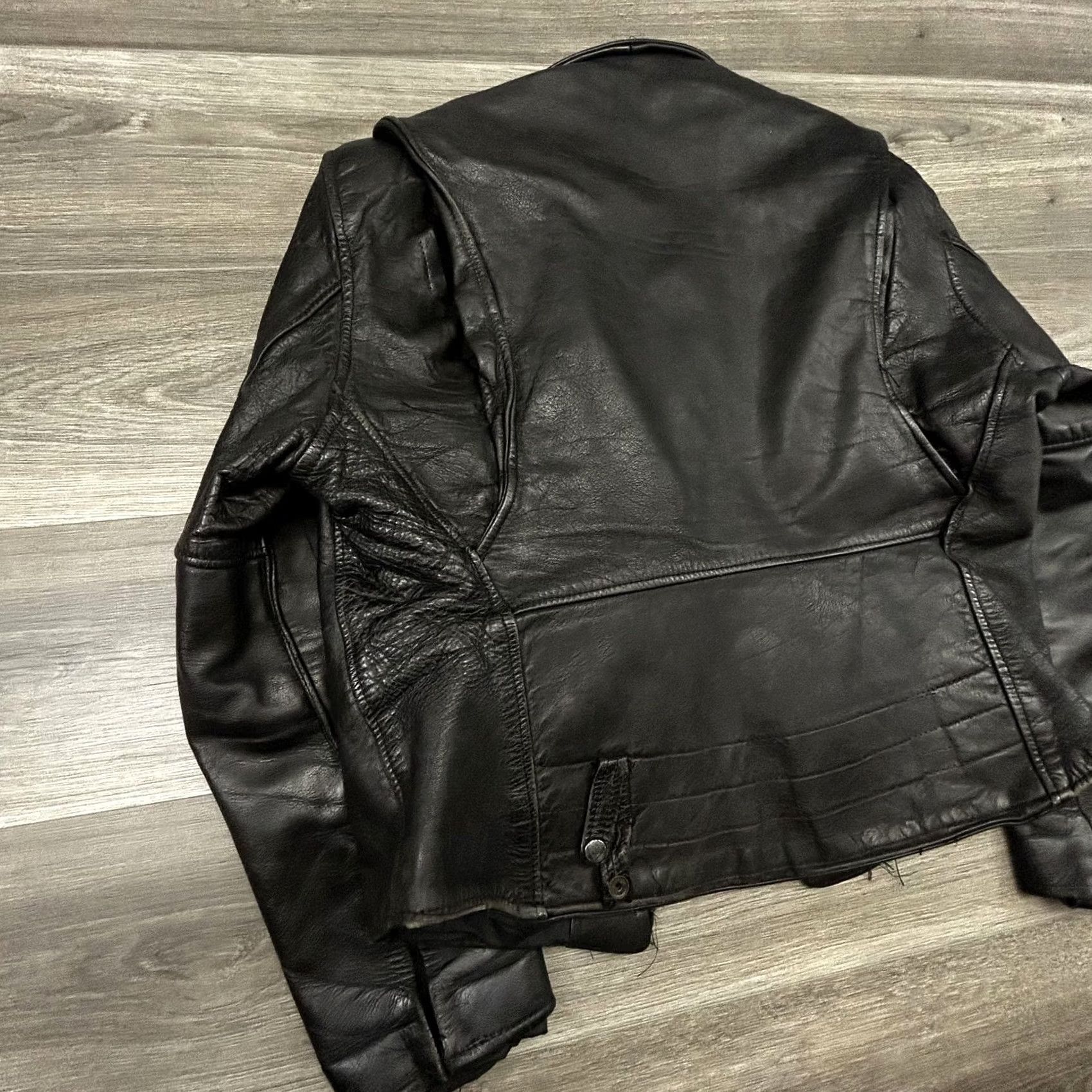 Vintage VINTAGE American Vintage Leather Motorcycle Jacket Mens L Black Talon Zipper Biker USA Size US L / EU 52-54 / 3 - 5 Thumbnail
