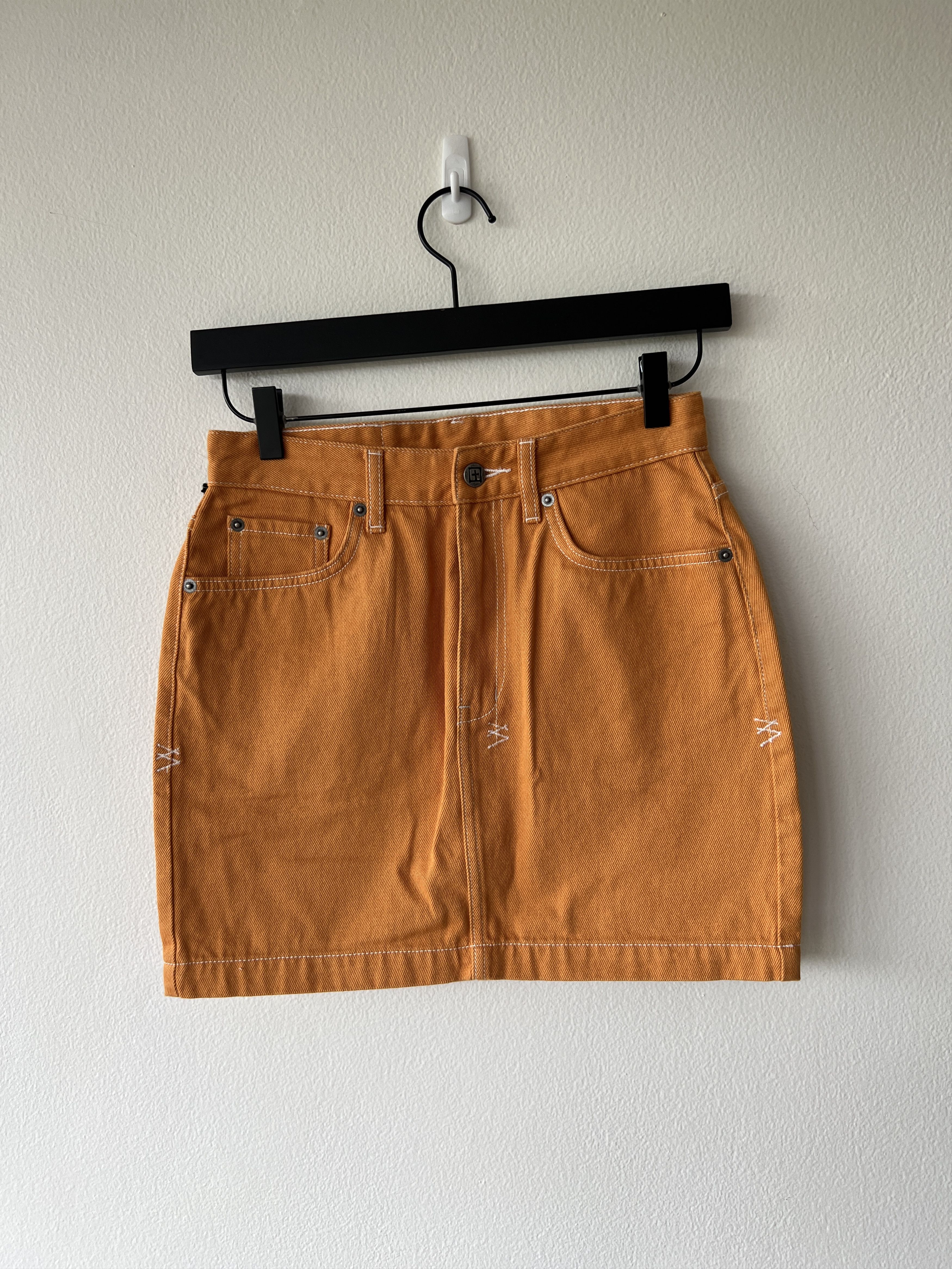 Orange Stitch Denim Mini Skirt (M)