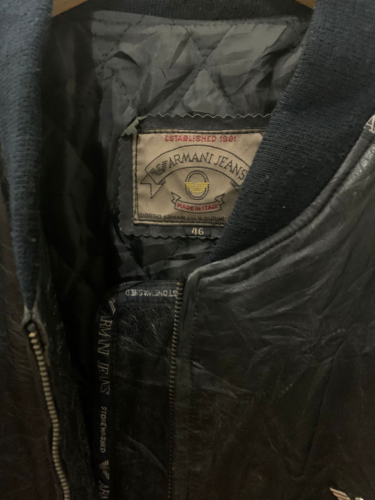 Armani × Vintage Vintage Armani Jeans Leather Jacket | Grailed