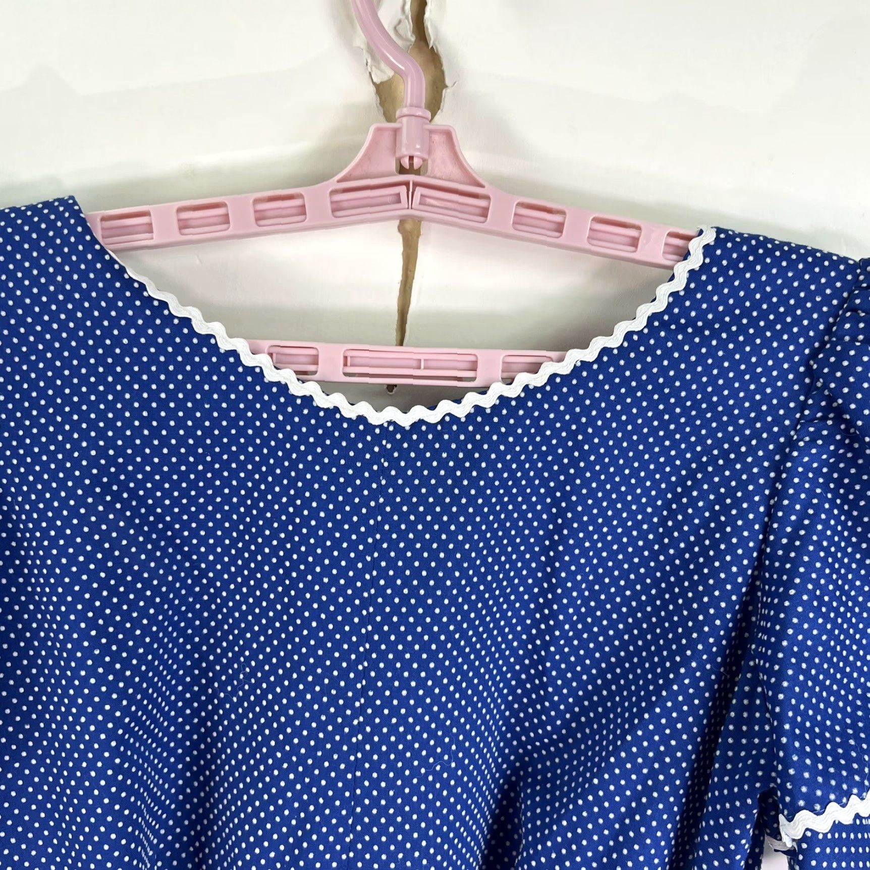 DANCER VINTAGE True Vintage Prairie Dance Polka Dot Dress Women's Size 10 Blue Flutter Sleeve A-Line Party Cocktail Western Size L / US 10 / IT 46 - 3 Thumbnail