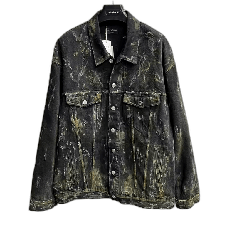 Balenciaga Black TieDye Long Sleeve Denim Jacket-2505 Size US S / EU 44-46 / 1 - 1 Thumbnail