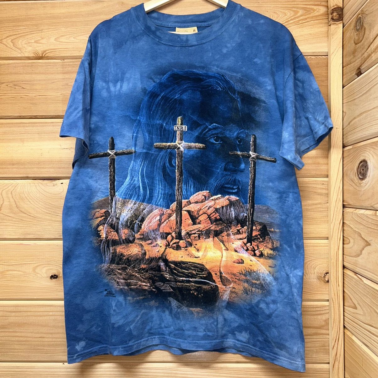 Vintage Vintage Jesus Religious Crosses Blue Tie Dye Graphic T Shirt Size US M / EU 48-50 / 2 - 1 Thumbnail
