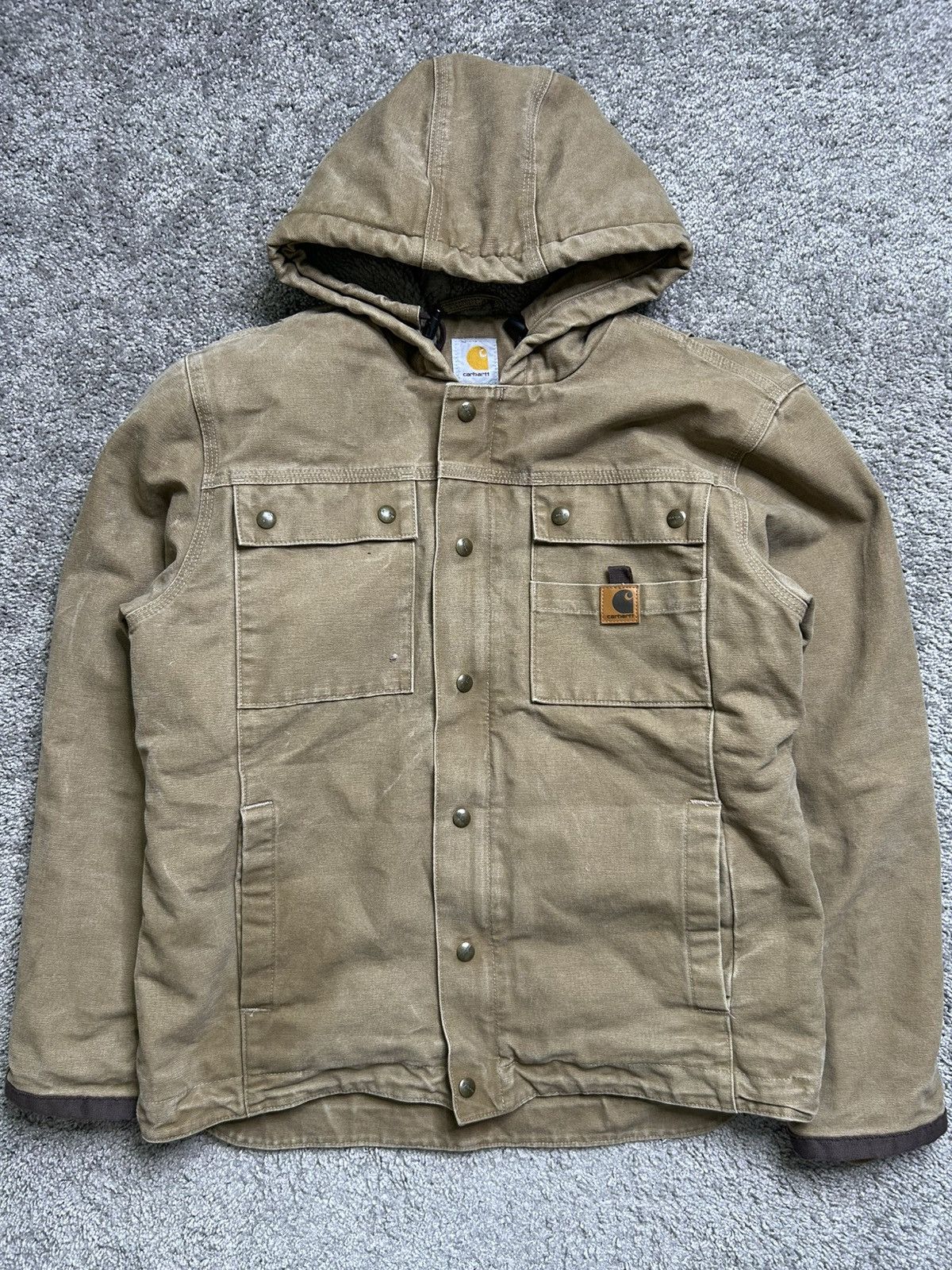 Carhartt Vintage Carhartt Sherpa Lined Hoodie Jacket Canvas Size US M / EU 48-50 / 2 - 1 Thumbnail