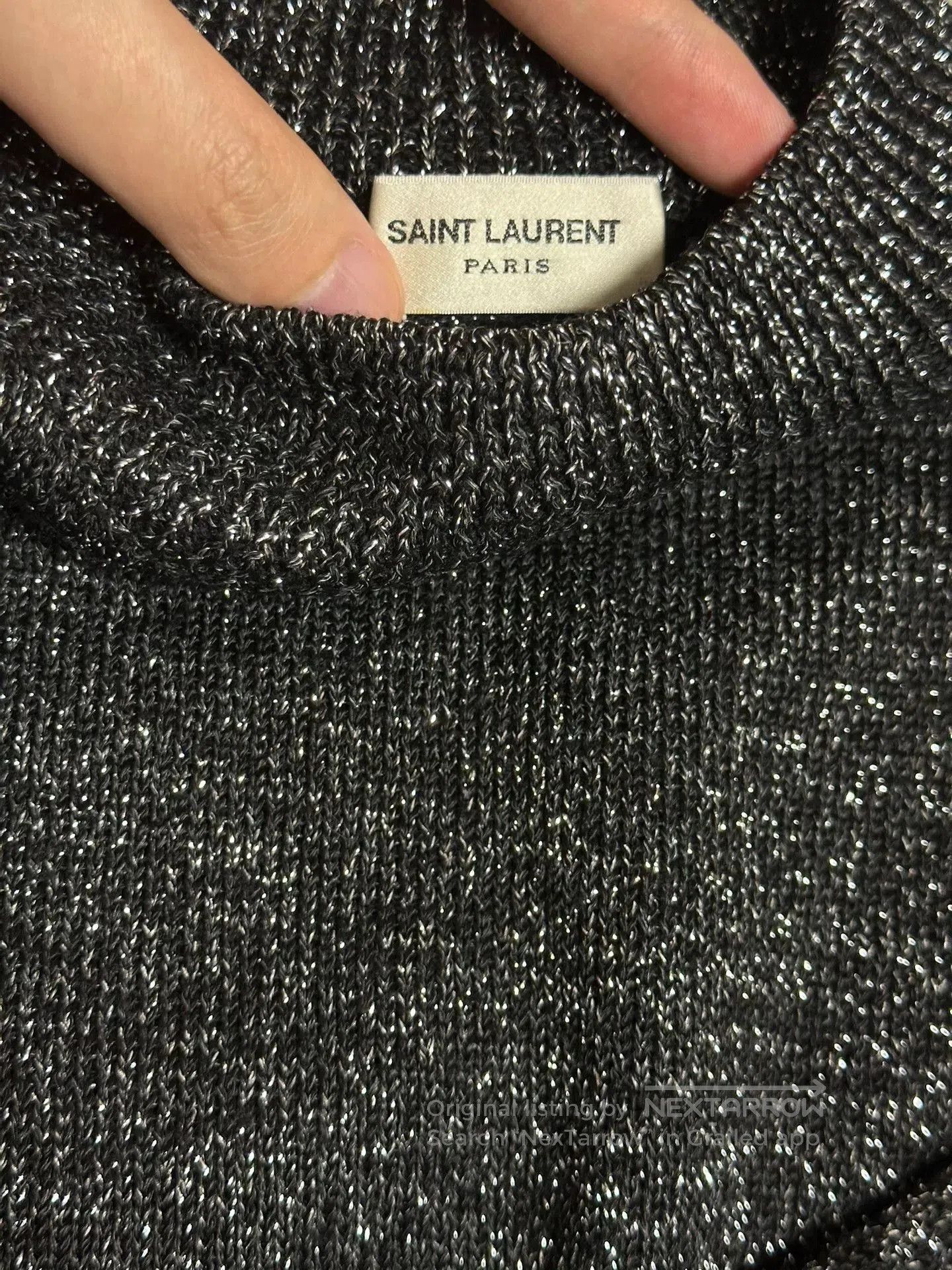 Saint Laurent Paris Saint Laurent Women's Silver Thread Knit Sweater. Size XS / US 0-2 / IT 36-38 - 7 Thumbnail