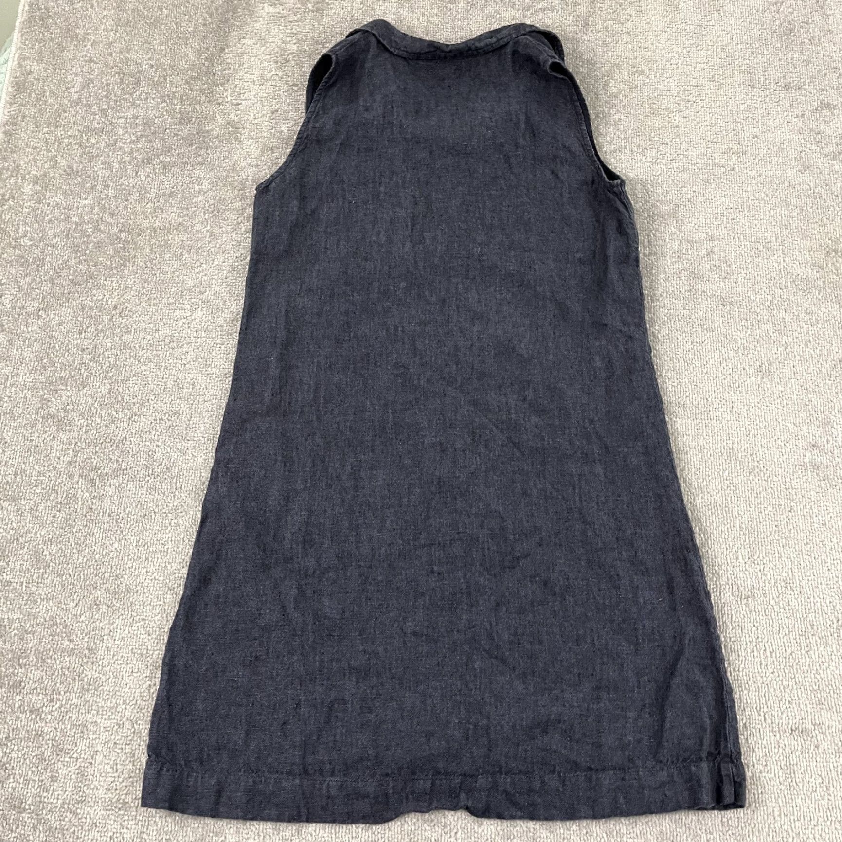 Vintage Garnet Hill Shift Dress Womens Size 8 Blue Linen Sleeveless Button Up Casual Beach Top Size M / US 6-8 / IT 42-44 - 7 Thumbnail