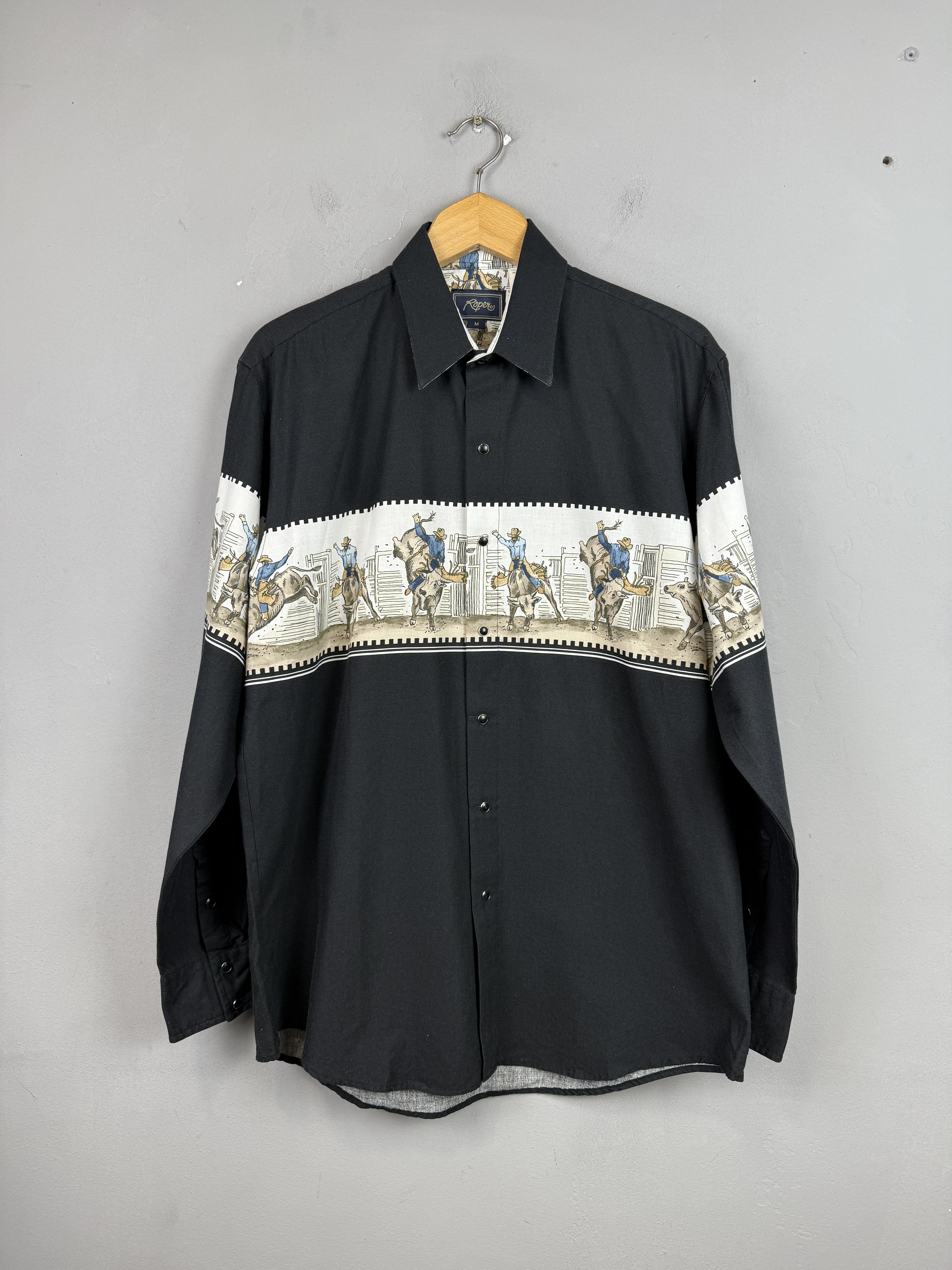 Roper Roper Western Shirt Cowboy Rodeo Snap Long Sleeve Black Size US M / EU 48-50 / 2 - 2 Thumbnail
