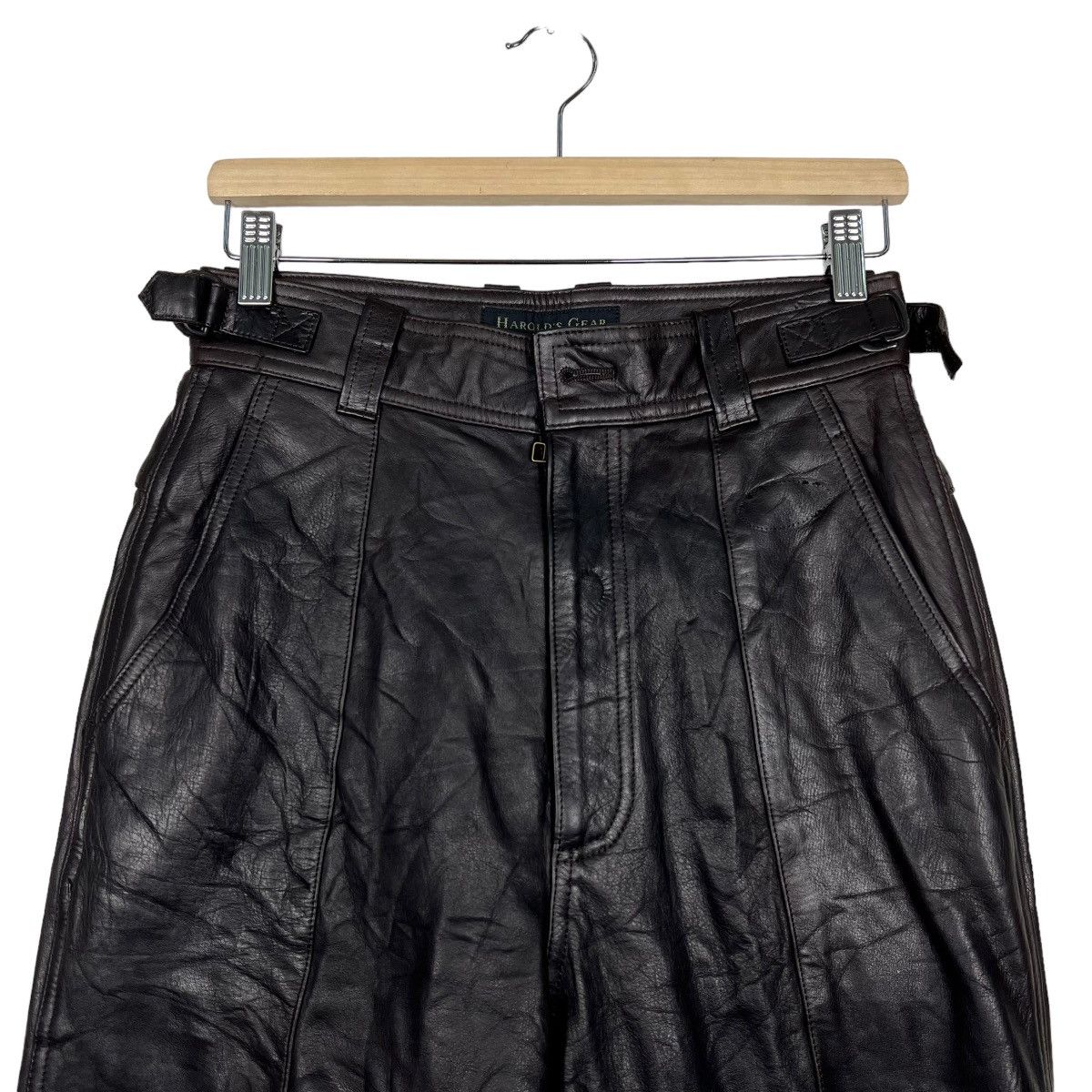 Genuine Leather 🔥 HAROLDS GEAR LEATHER MOTO RIDER AVANT GARDE PANTS Size US 28 / EU 44 - 3 Thumbnail
