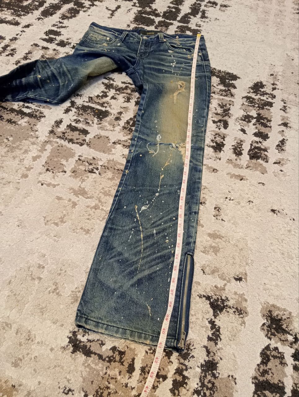 Japanese Brand Vintage Lagust Splatter Distressed Ankle Zip Jeans Size US 33 - 18 Thumbnail