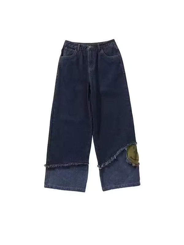 VIBE Straight-leg loose jeans with retro patchwork design Size US 32 / EU 48 - 6 Thumbnail