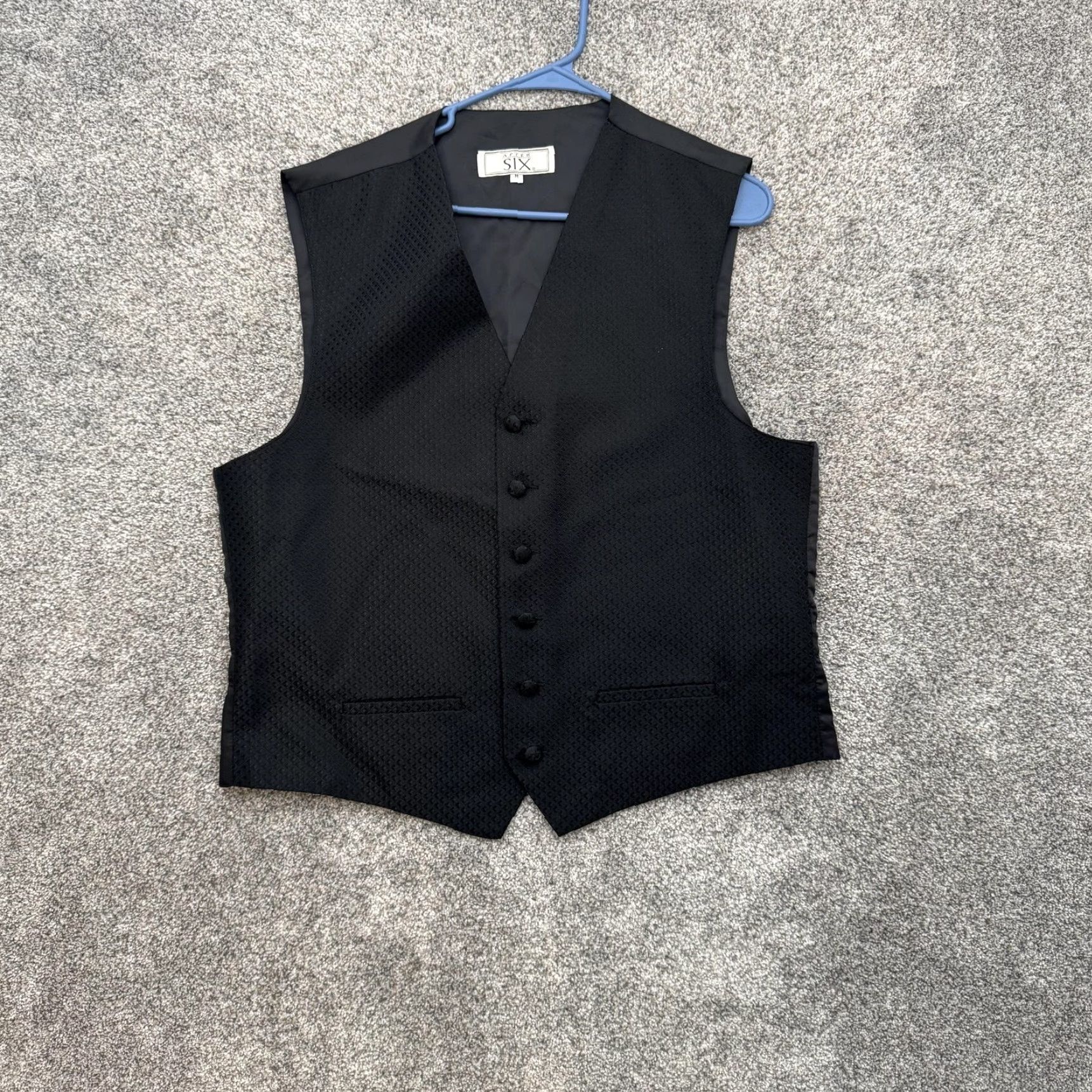 After Six After Six Vest Mens Medium Black Formal Tuxedo Wedding Adjustable Classic Suit Prom Size 40R - 2 Thumbnail