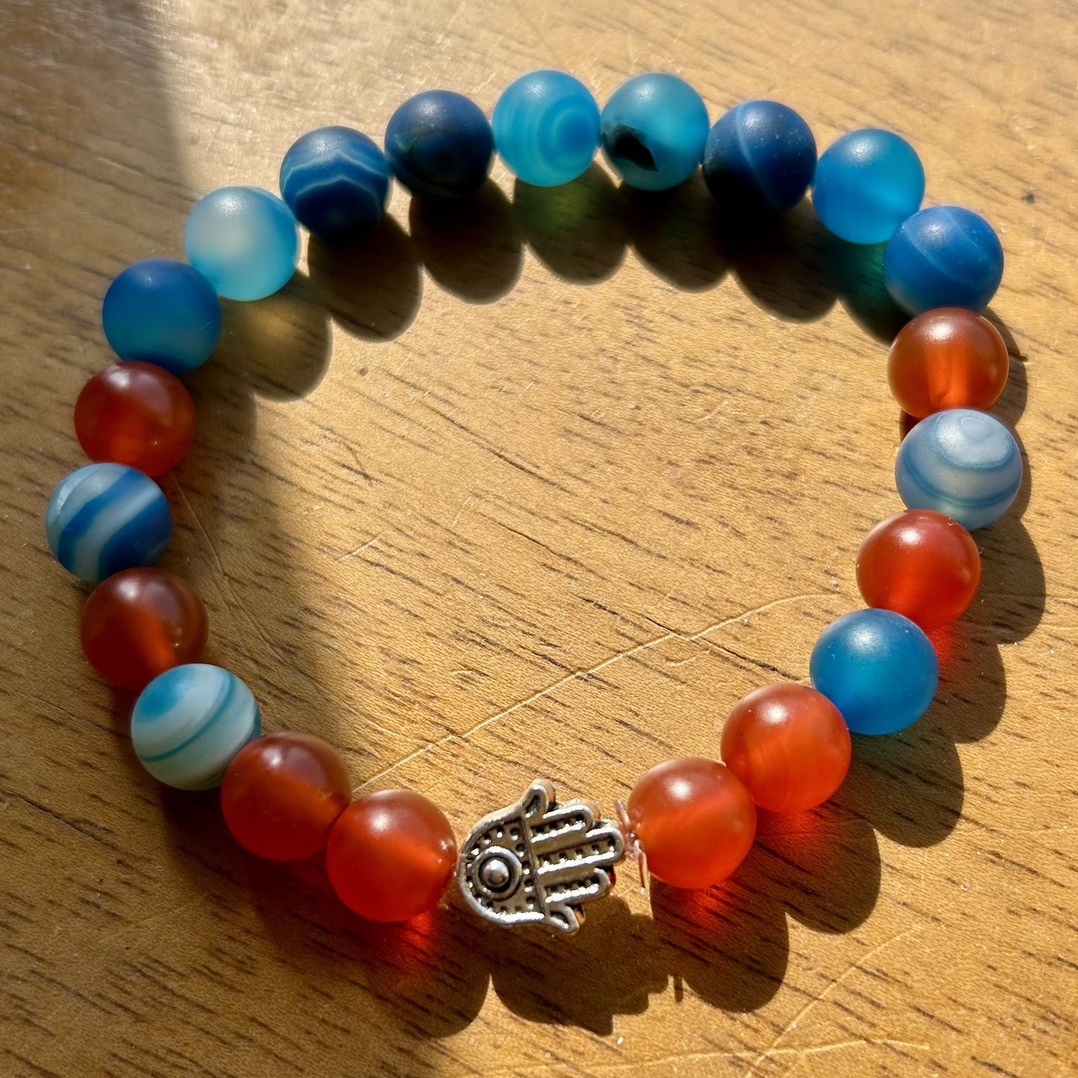 Jewelry Protection Natural Red Carnelian Sky Blue Line Agate Size ONE SIZE - 4 Thumbnail