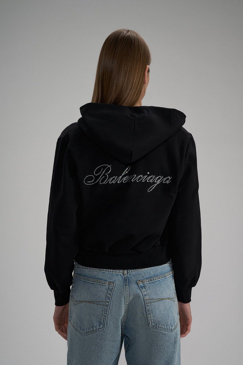 Balenciaga o1srvl11e1225 Shrunk Zip-Up Hoodie in Black Size M / US 6-8 / IT 42-44 - 3 Thumbnail