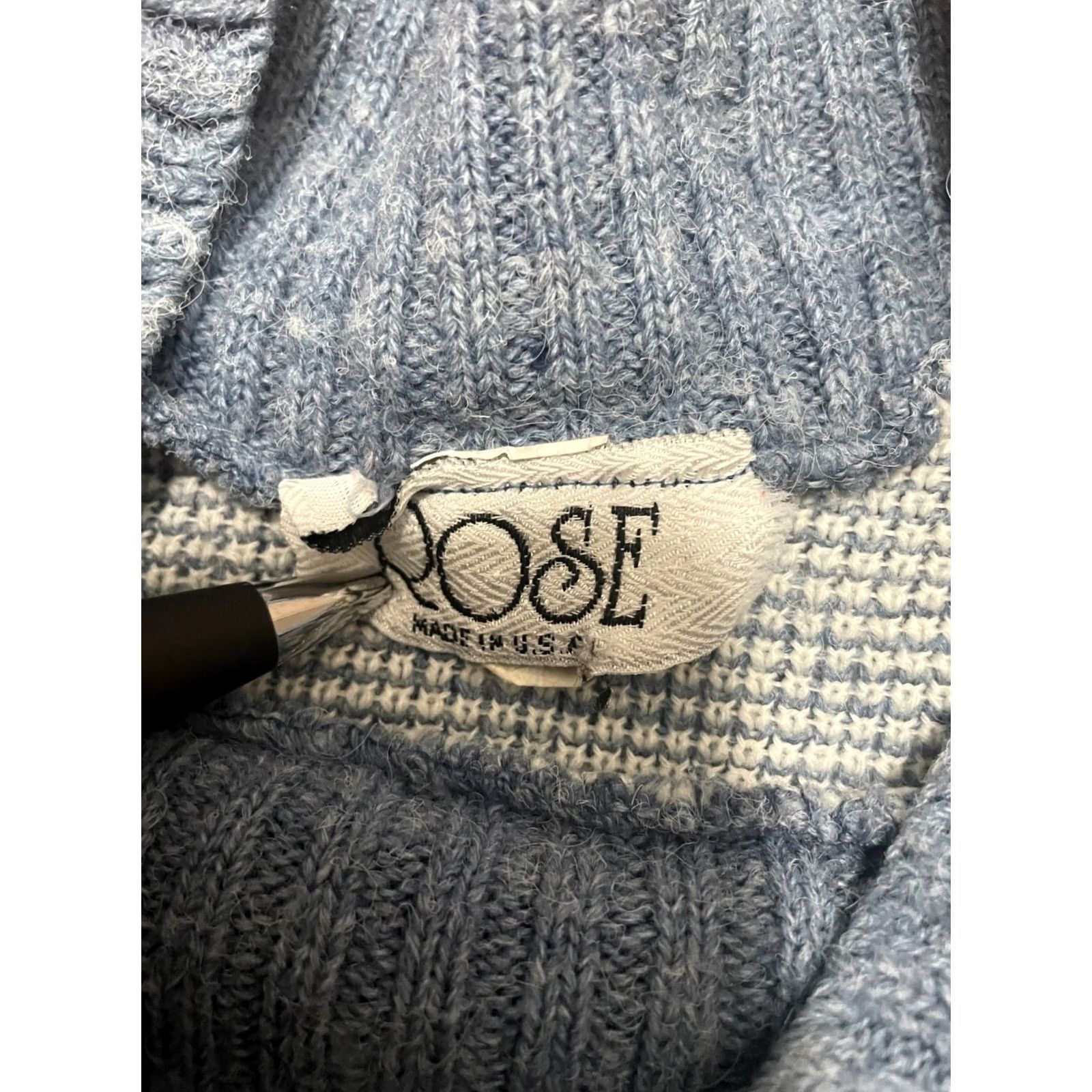 Vintage Rose Sweater Mens Large Blue Nordic Fair Isle Mock Neck Made Usa, Men's — image 2 of 6