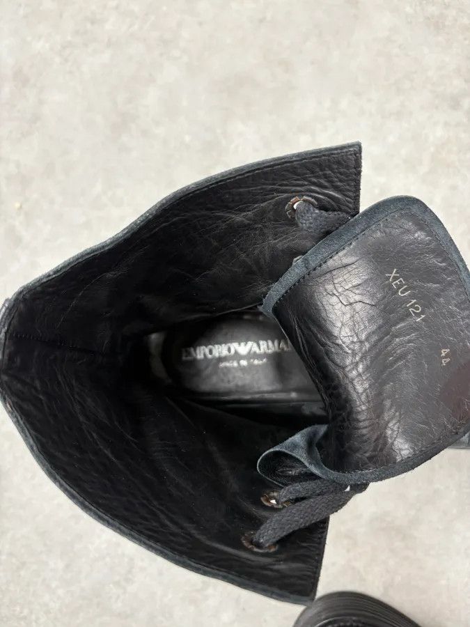 AW2003 Emporio Armani Black Classy Combat Leather Boots