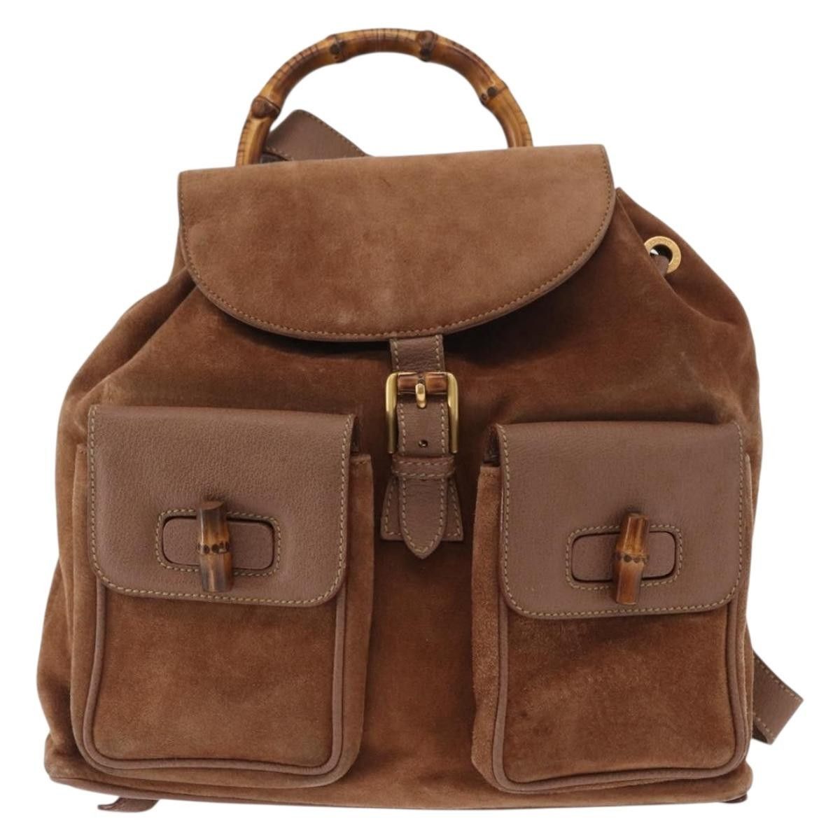 Gucci Gucci Vintage Bamboo Backpack Suede Size ONE SIZE - 1 Thumbnail