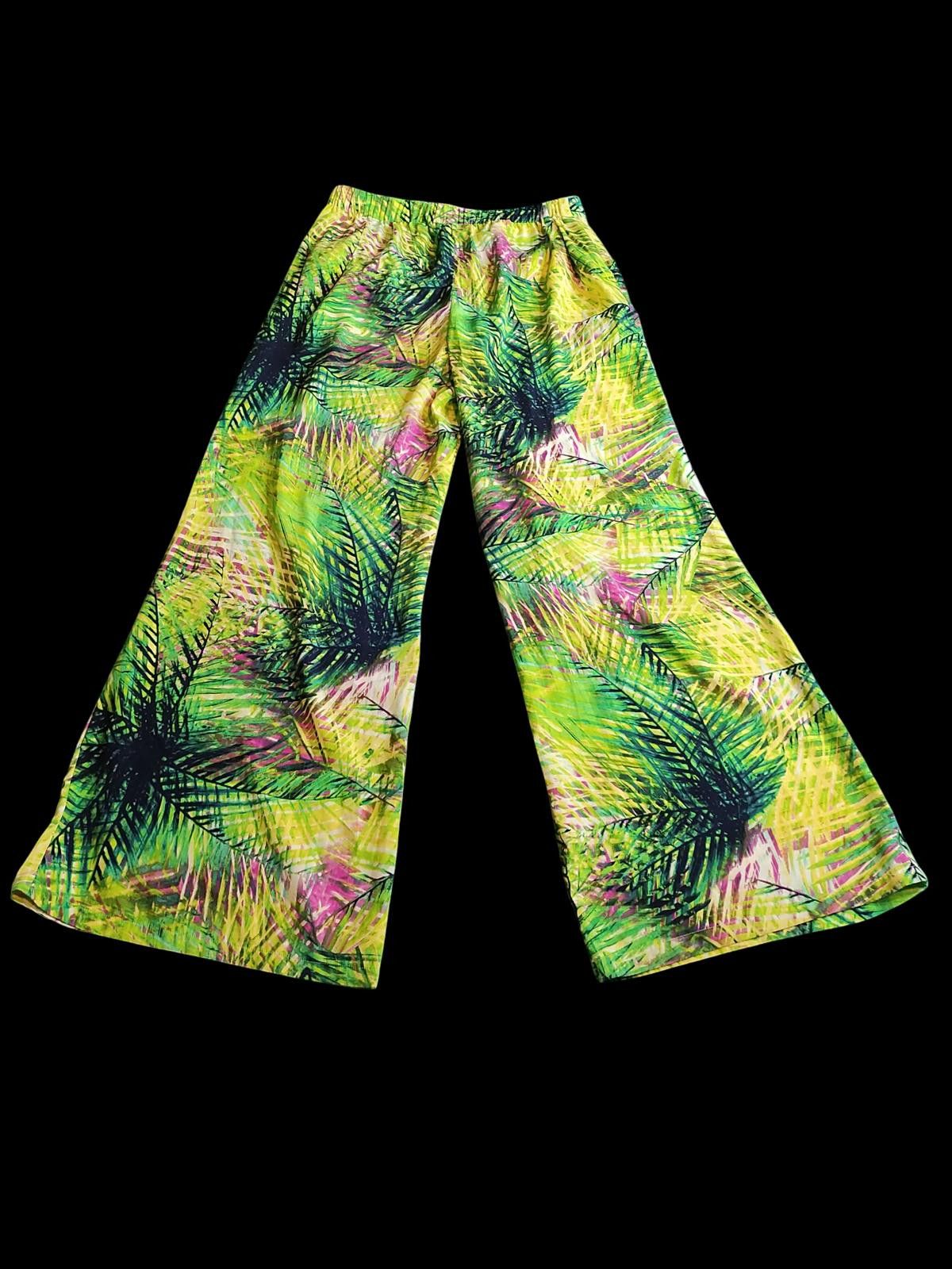 XOXO XOXO Women's Wide Leg Tropical Print Pants Size 36" / US 14 / IT 50 - 4 Thumbnail