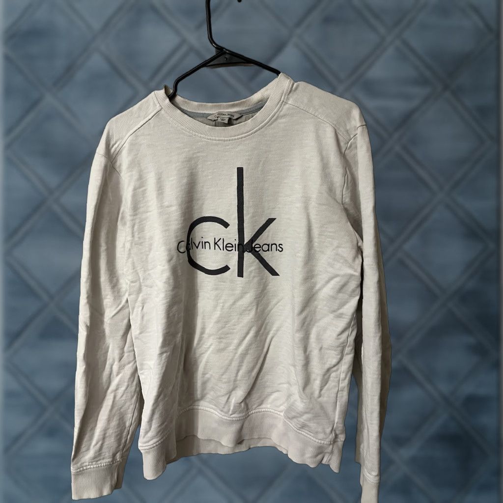Calvin Klein Calvin Klein Jeans Sweatshirt Unisex Medium White Crew Long Sleeve Shirt Mens Size US M / EU 48-50 / 2 - 1 Thumbnail