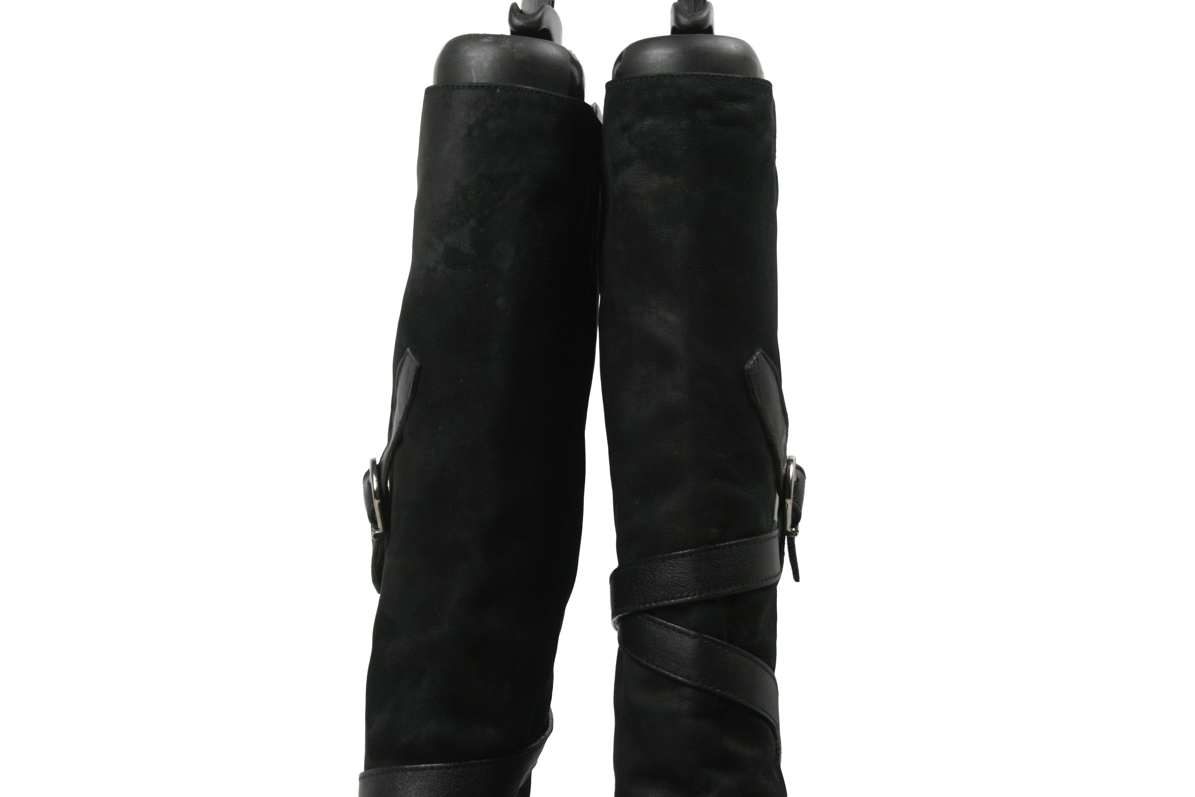Jimmy Choo Riding Belted Knee High Leather Suede Boots Size US 8 / IT 38 - 14 Thumbnail