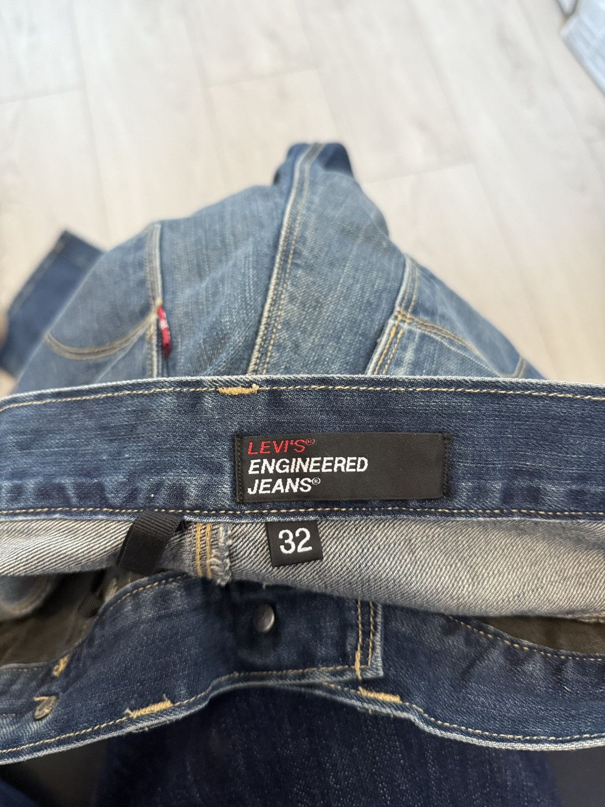 Levi's Levi’s Engineered Navy Washed Baggy Flared Denim Jeans Y2K Size US 32 / EU 48 - 9 Thumbnail