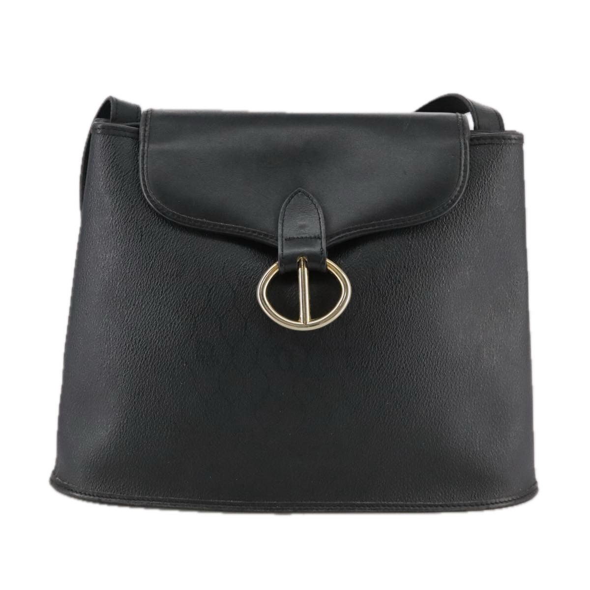 Honeycomb Black Leather Shoulder Bag (Pre-Owned)