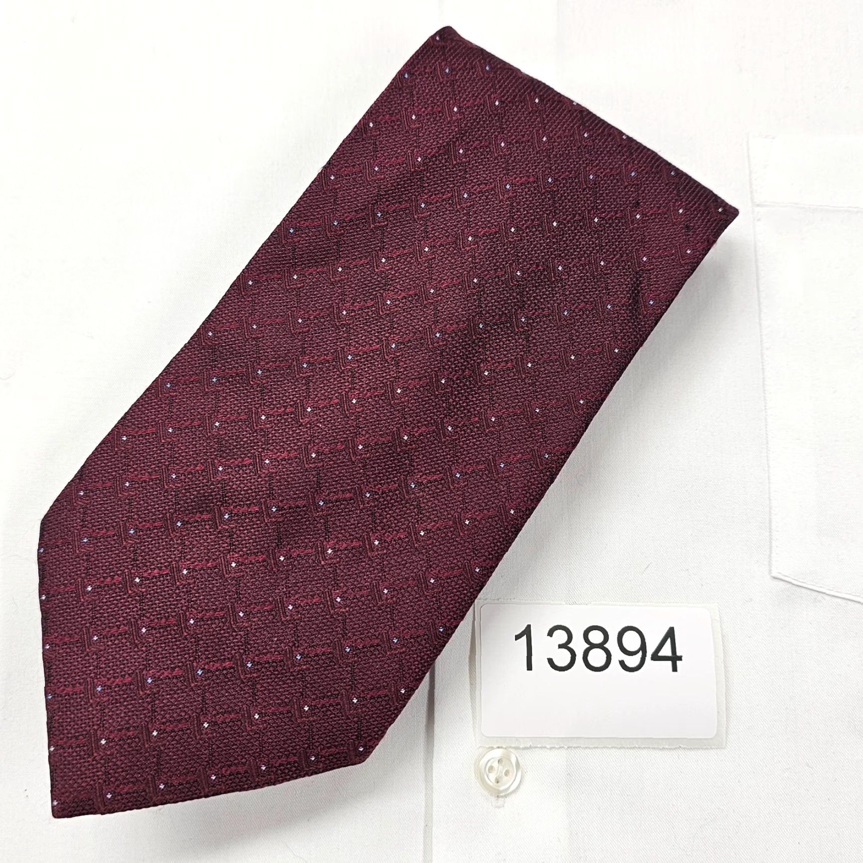 Vintage VINTAGE Daniel de Fasson Necktie Men’s Burgundy Silk Tie Polka Dots Hand Made 58.25" X 3.75" Adult Red Designer Tie Mens Size ONE SIZE - 8 Thumbnail