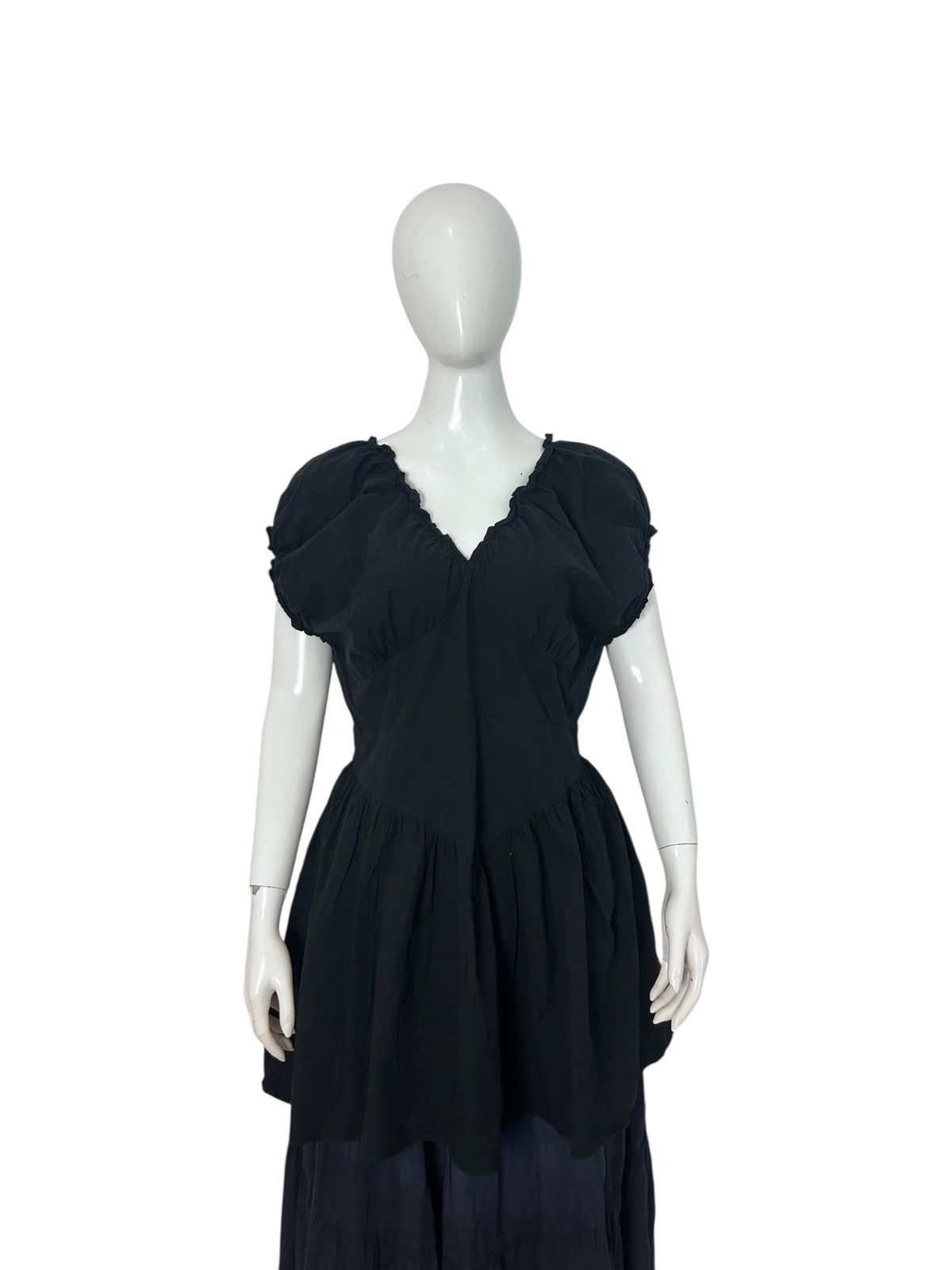 Japanese Brand Vintage Y2K Black Puff Sleeve Tunic Dress Top Avant Garde Size L / US 10 / IT 46 - 2 Thumbnail