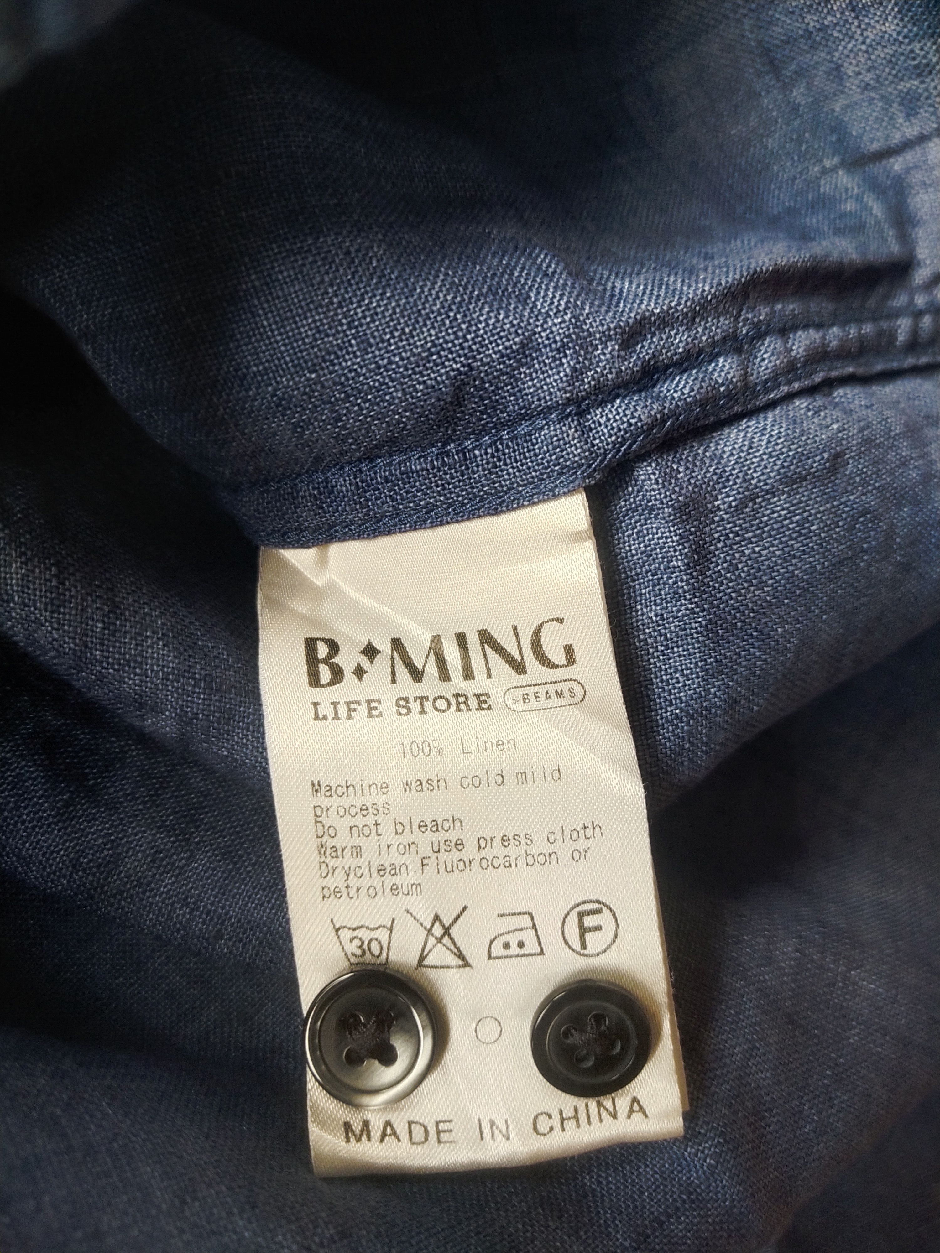 Beams Plus BEAMS B:Ming 100% Linen Navy Blue Long Sleeve Shirt City Boy Size US L / EU 52-54 / 3 - 6 Thumbnail