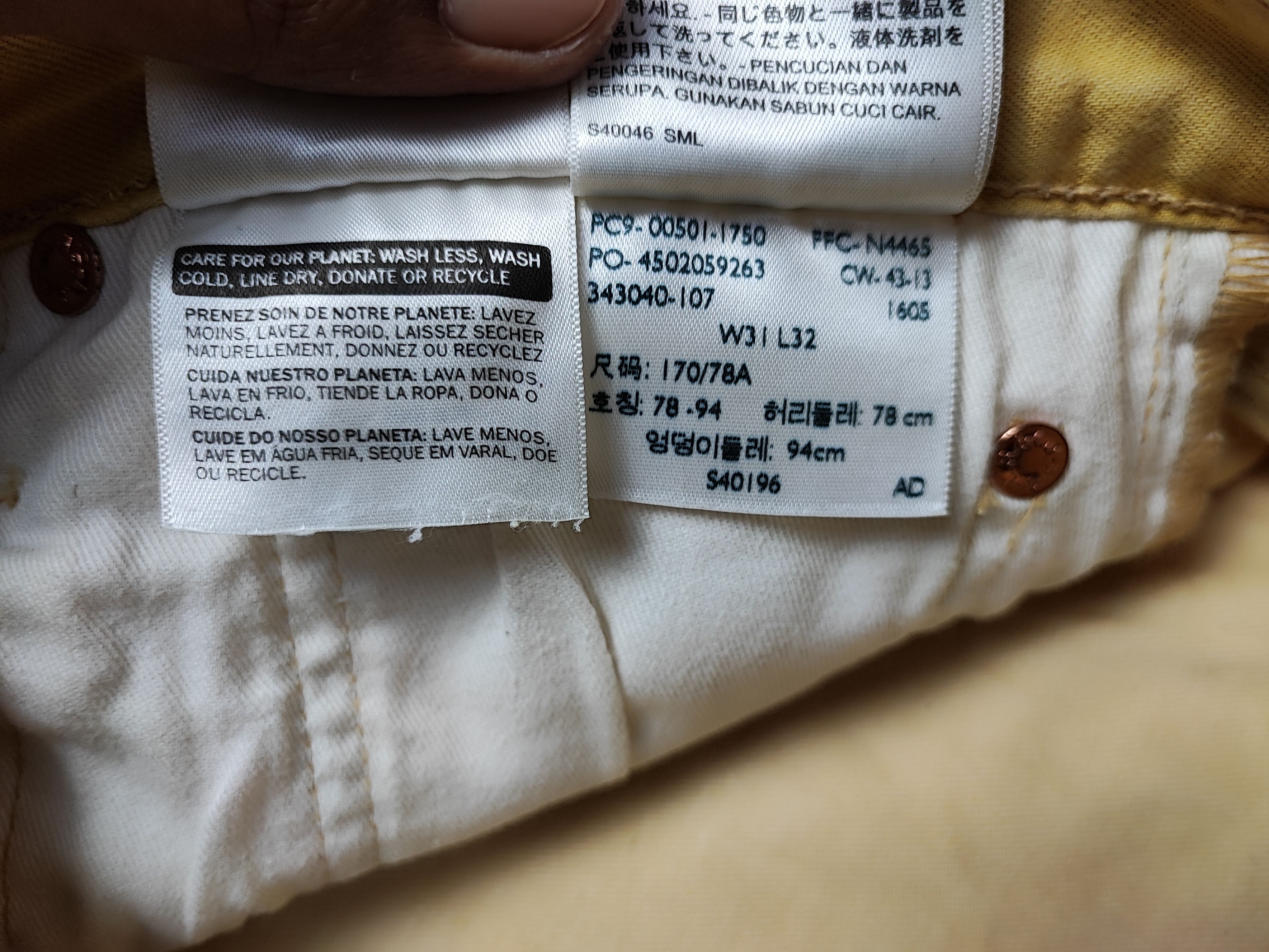 Levi's Levi’s 501 Button Fly Yellow Jeans Straight Cut Size US 31 - 20 Thumbnail