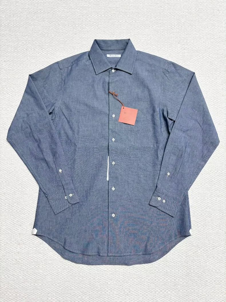 Loro Piana LORO PIANA Blue long-sleeved shirt Size US M / EU 48-50 / 2 - 2 Thumbnail