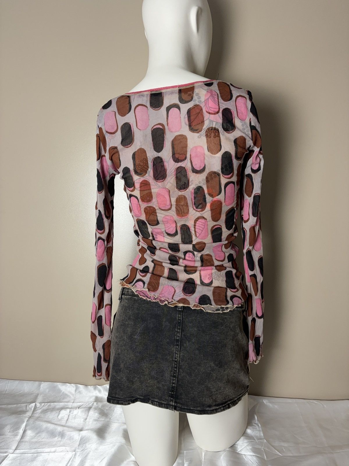 Japanese Brand × Vintage 2 Layers mesh printed vintage long sleeve top Vivienne style Size S / US 4 / IT 40 - 4 Thumbnail