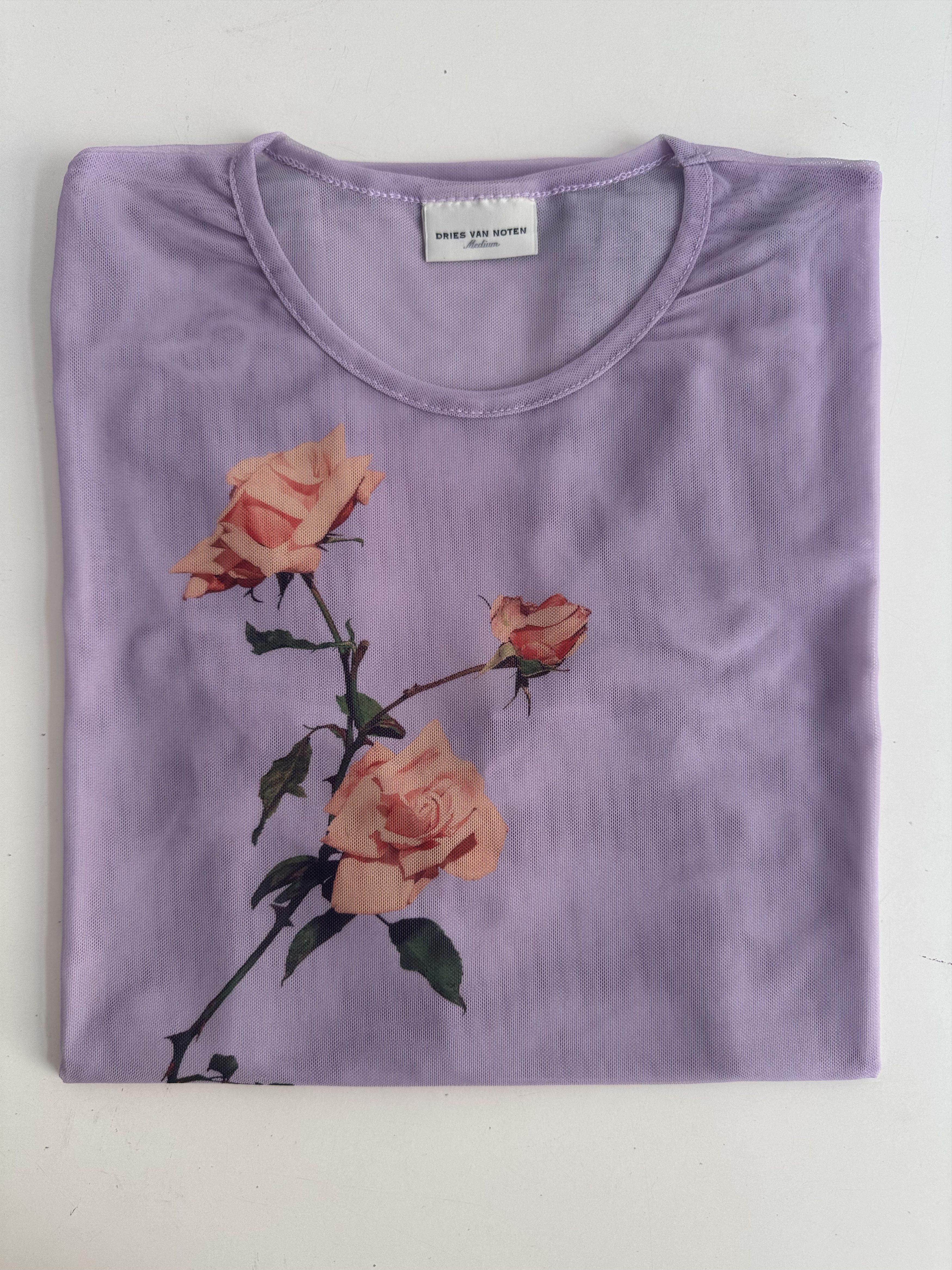 Dries Van Noten Floral Print Stretch-Tulle T-Shirt Size M / US 6-8 / IT 42-44 - 7 Thumbnail