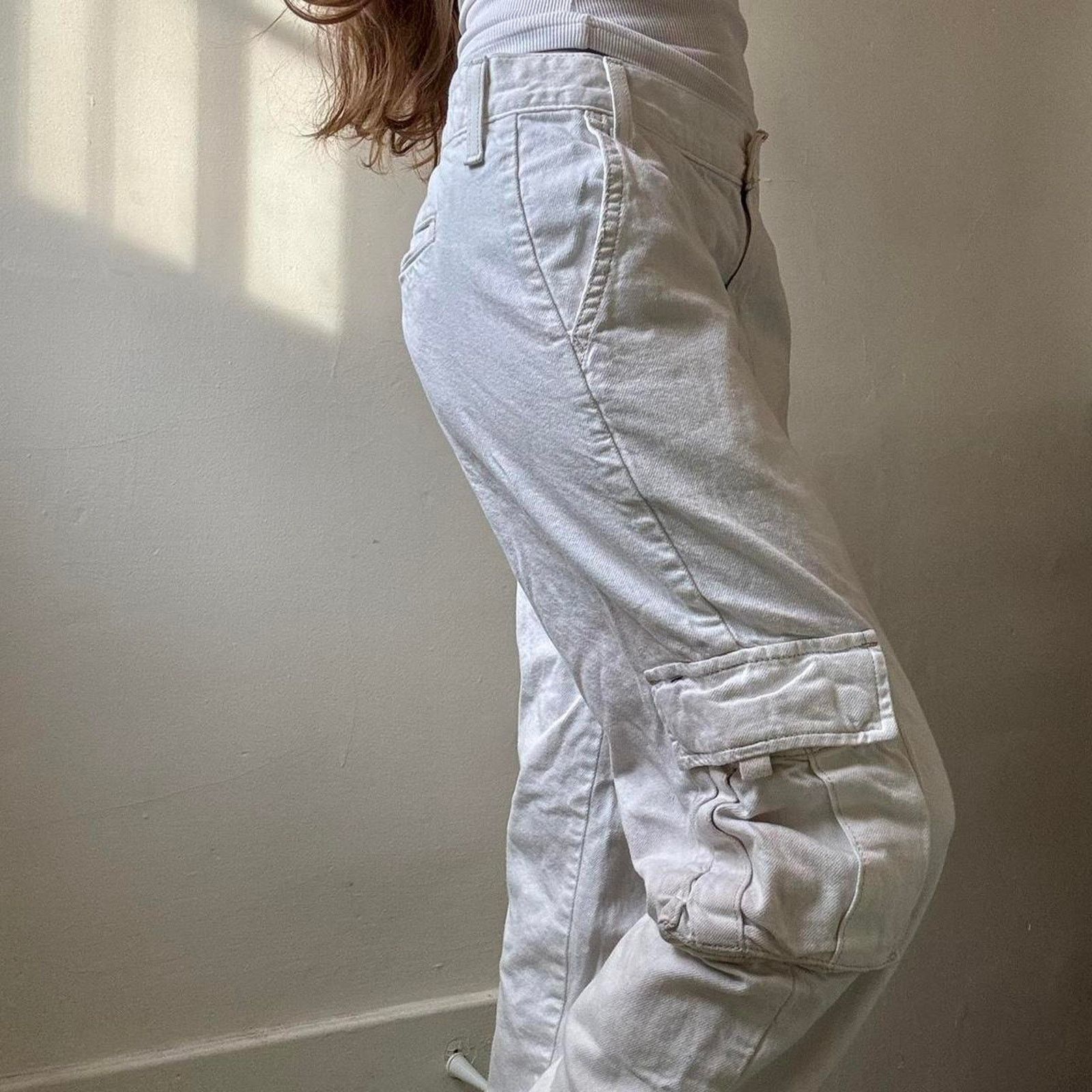 Levi's Levi’s White Cargo Chore Pants 25 Cotton Hemp Casual Utility Size 25" / US 0 / IT 36 - 1 Thumbnail