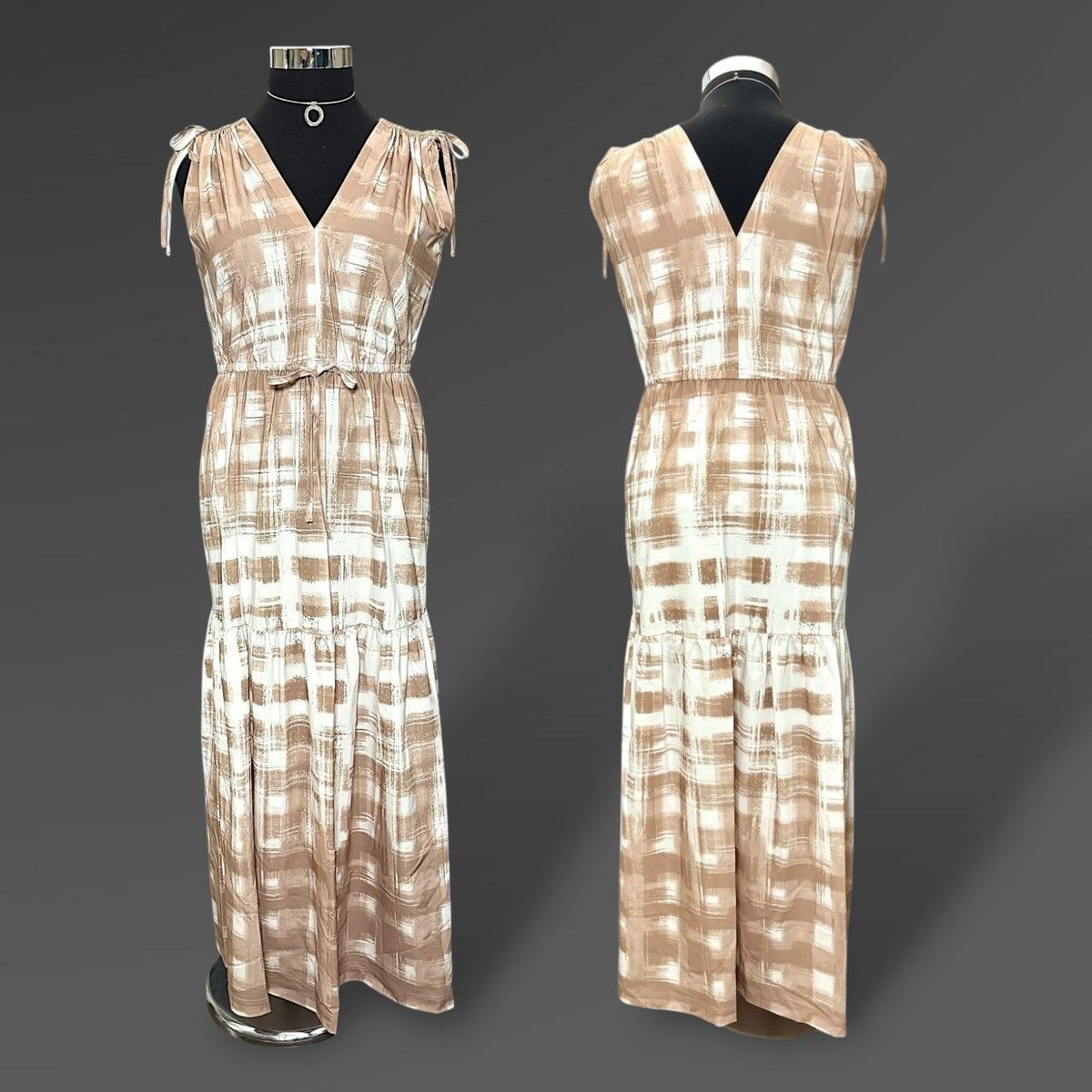 Calvin Klein Calvin Klein Women’s Tan Printed V-Neck Maxi Dress Sz M Size M / US 6-8 / IT 42-44 - 5 Thumbnail