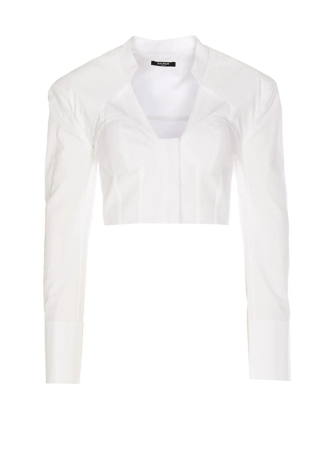 Balmain o1y0625 Solid Color Shirt & Blouse in White Size XS / US 0-2 / IT 36-38 - 1 Thumbnail