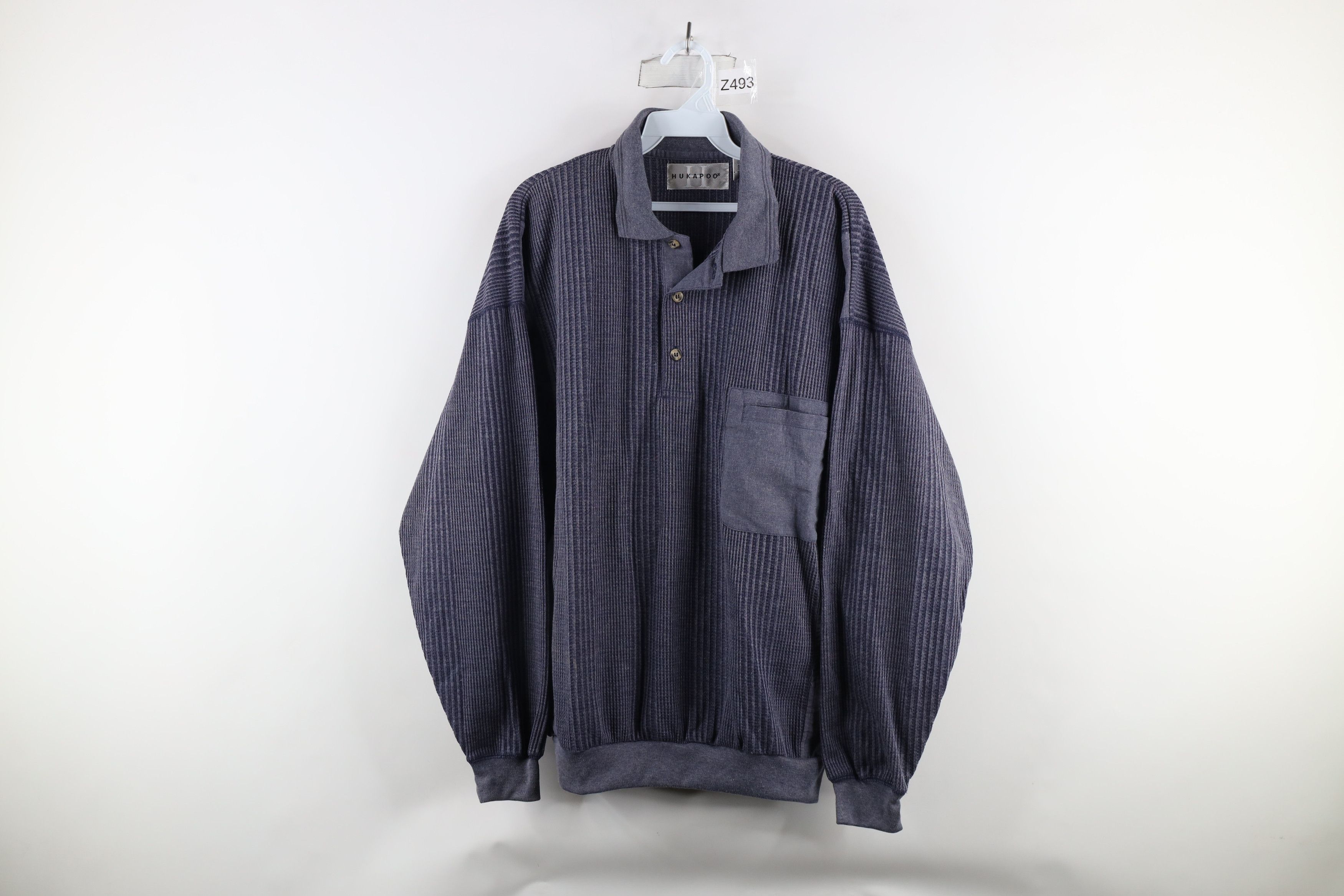 Vintage Vintage 90s Streetwear Chambray Ribbed Knit Pullover Shirt Size US L / EU 52-54 / 3 - 1 Thumbnail