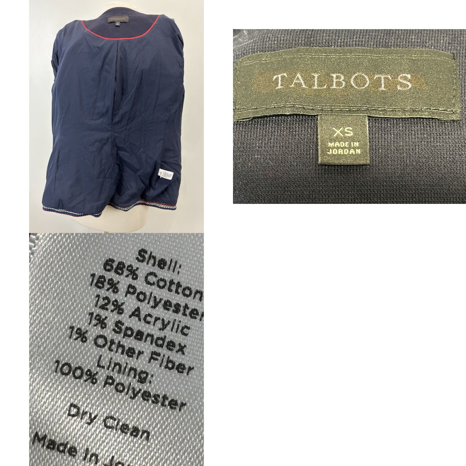 Talbots Talbots Blazer Jacket Adult XS Navy Red White Striped Bouclé Classic Career Womens Size XS / US 0-2 / IT 36-38 - 8 Thumbnail