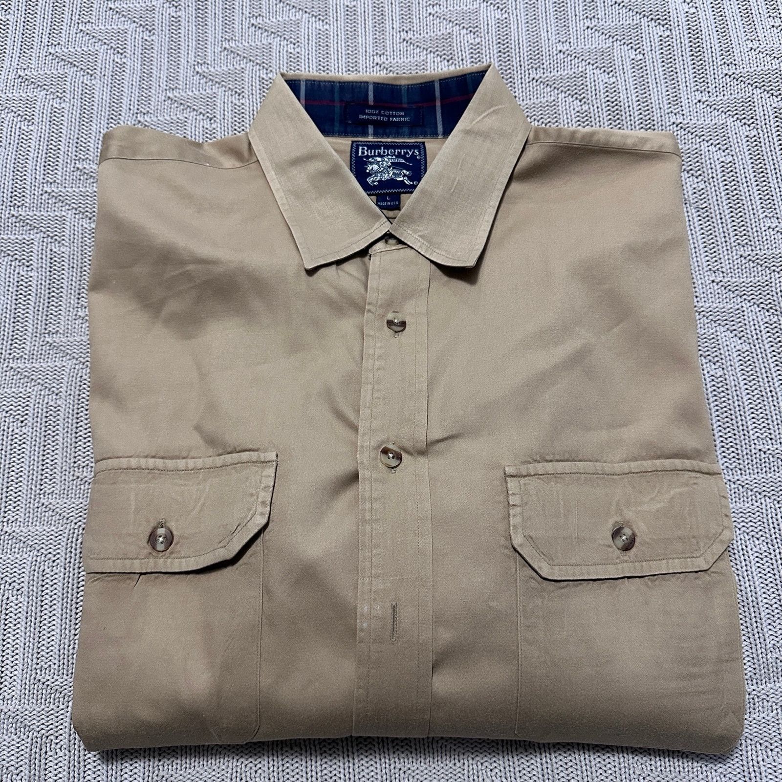 image of Vintage Burberry Classic Tan Button Down Size L, Men's