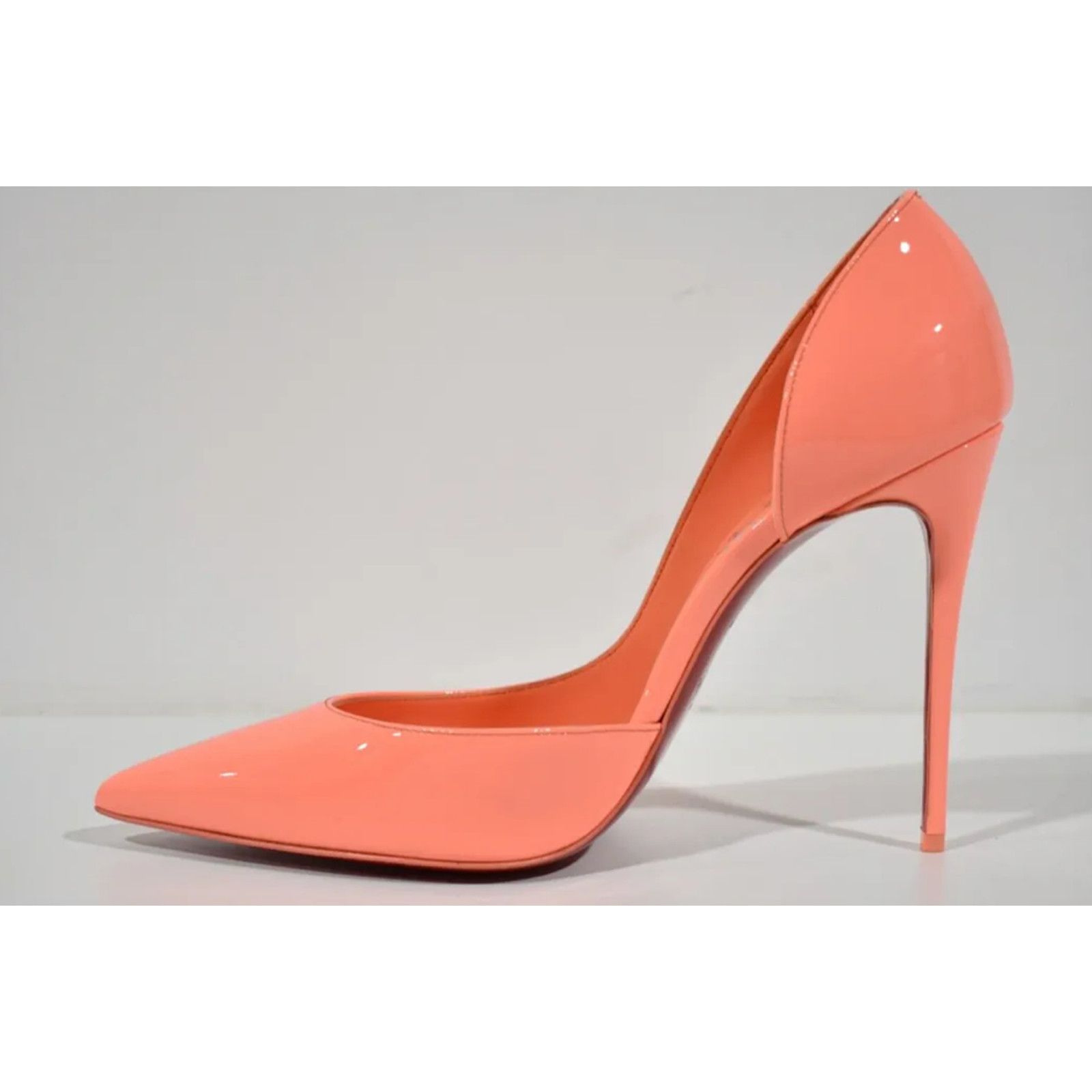 Christian Louboutin Iriza 100 Drag Orange Patent Leather D'Orsay Heel Pump 38 Size US 8 / IT 38 - 7 Thumbnail